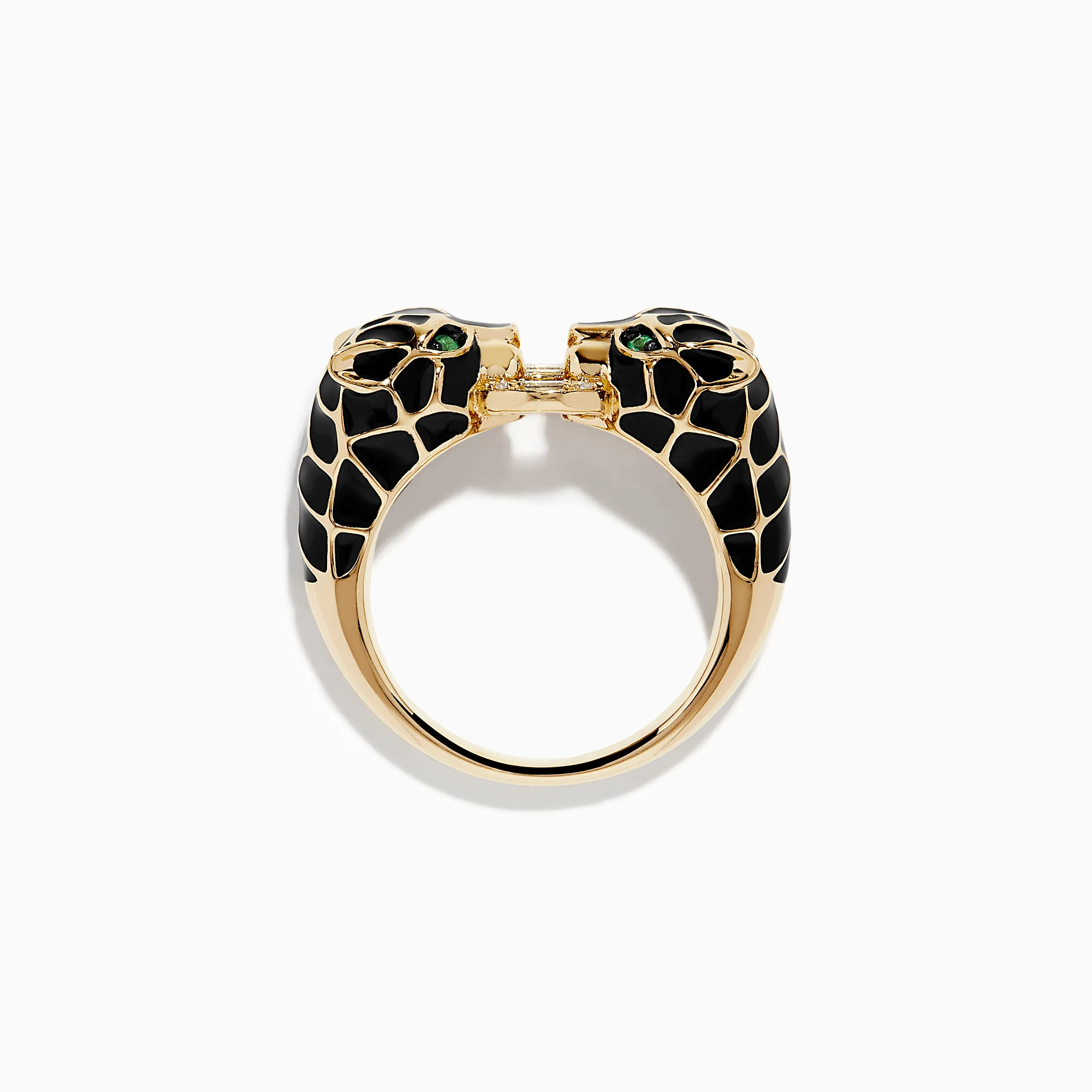 Signature 14K Yellow Gold Emerald and Diamond Black Enamel Panther Ring sold by Effy product image thumbnail 3