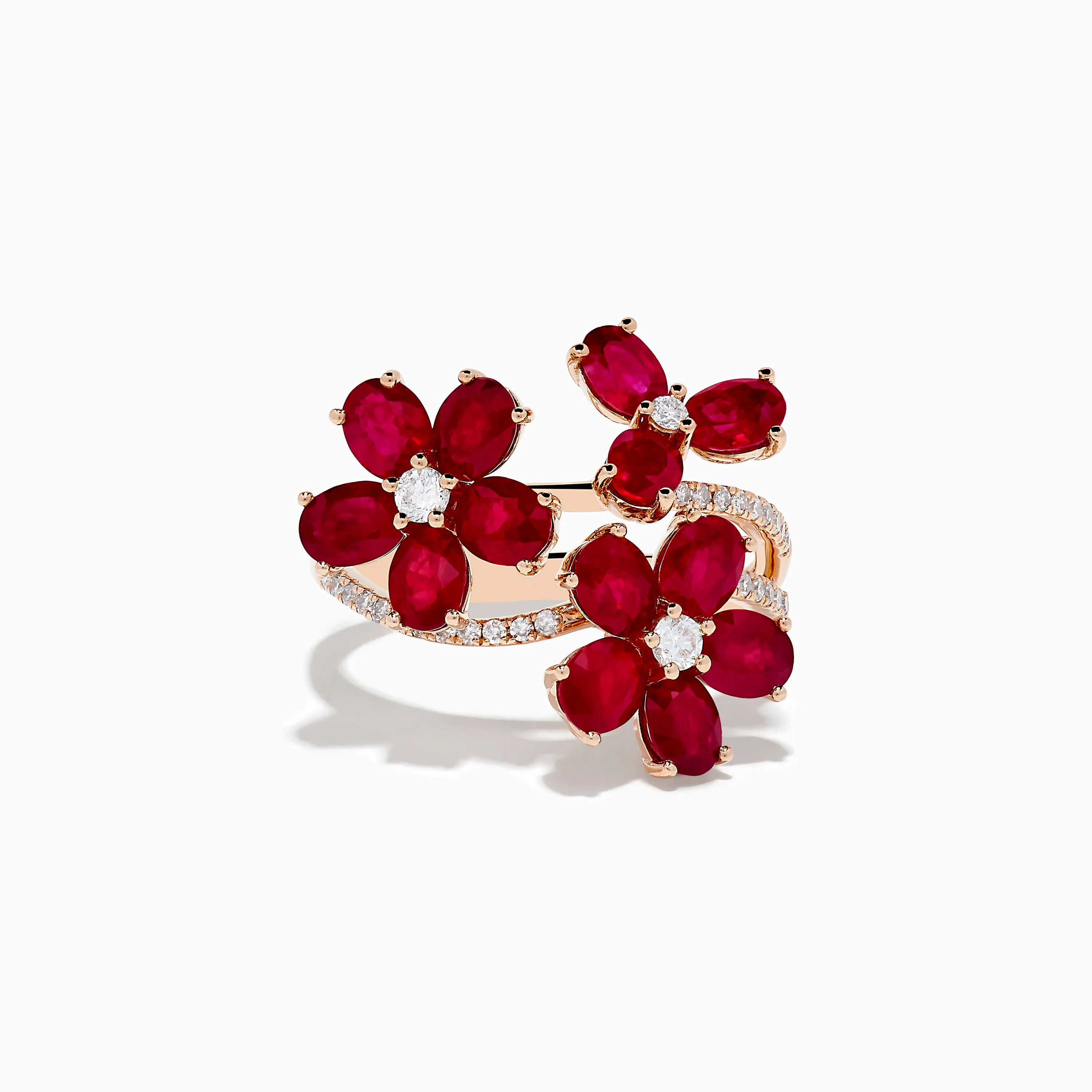 Ruby Royale 14K Rose Gold Ruby Flower Cocktail Ring sold by Effy