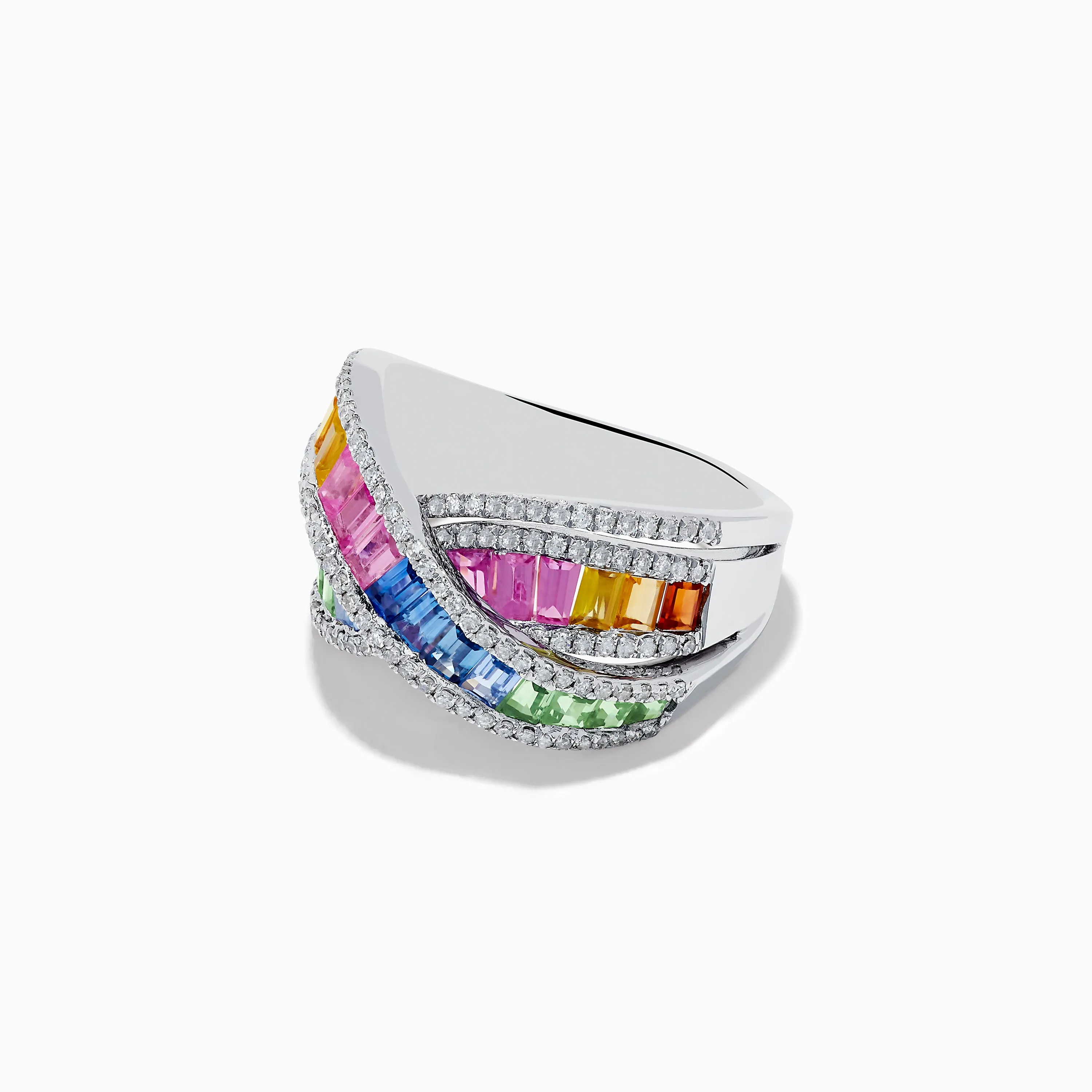 Watercolors 14K White Gold Multi Sapphire and Diamond Crossover Ring sold by Effy product image thumbnail 2