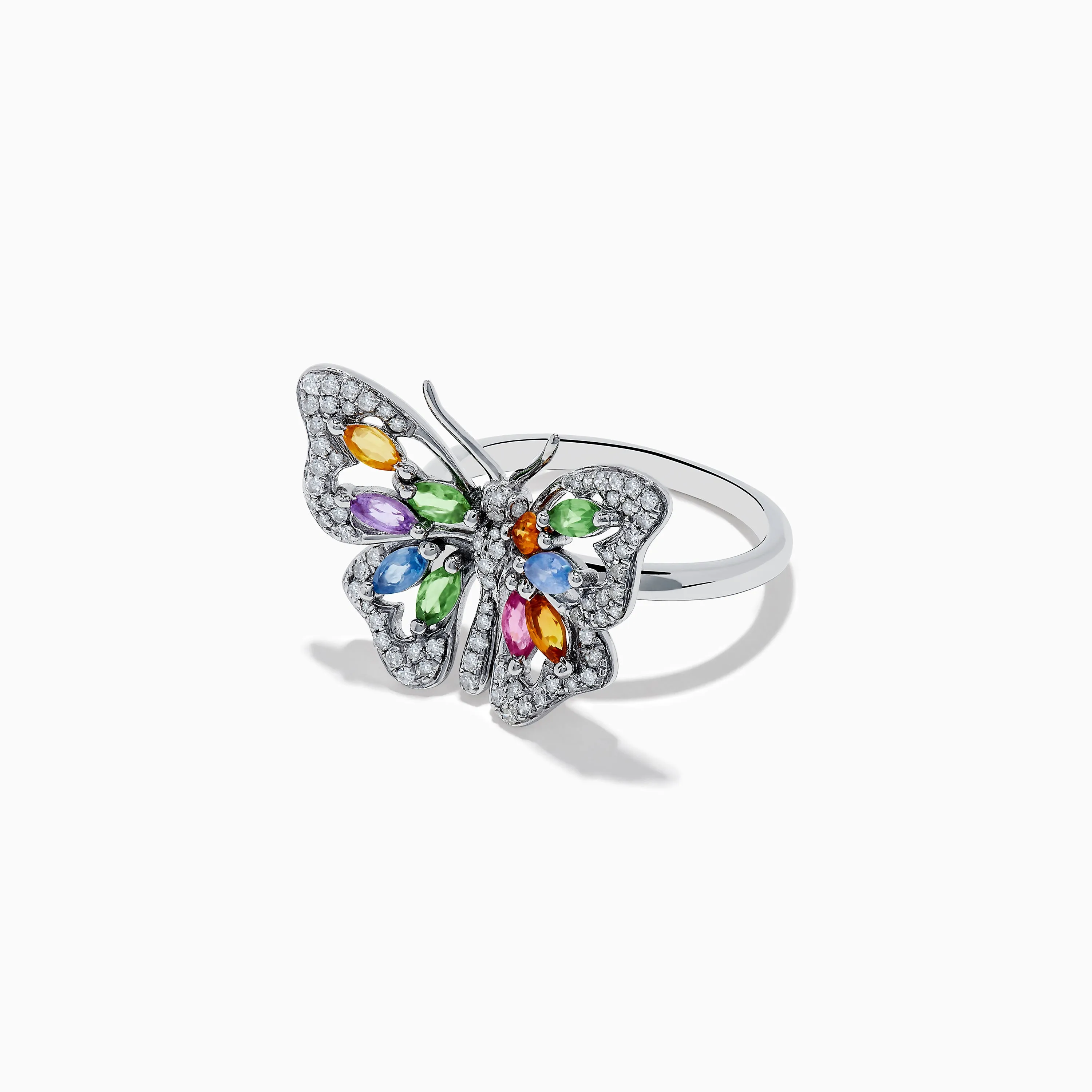 Watercolors 14K Gold Multi Sapphire and Diamond Butterfly Ring sold by Effy product image thumbnail 2