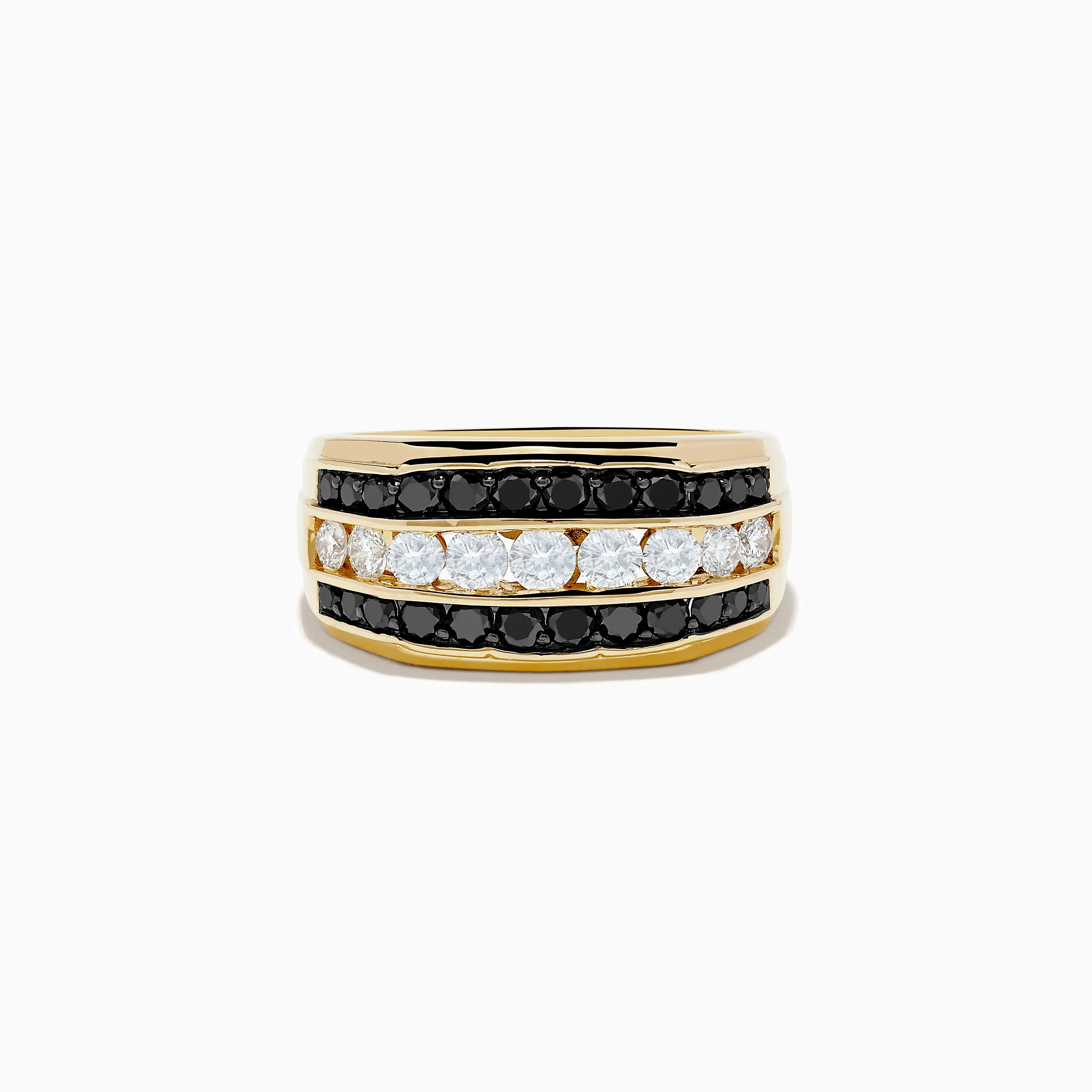 Men's 14K Yellow Gold Black and White Diamond Ring sold by Effy