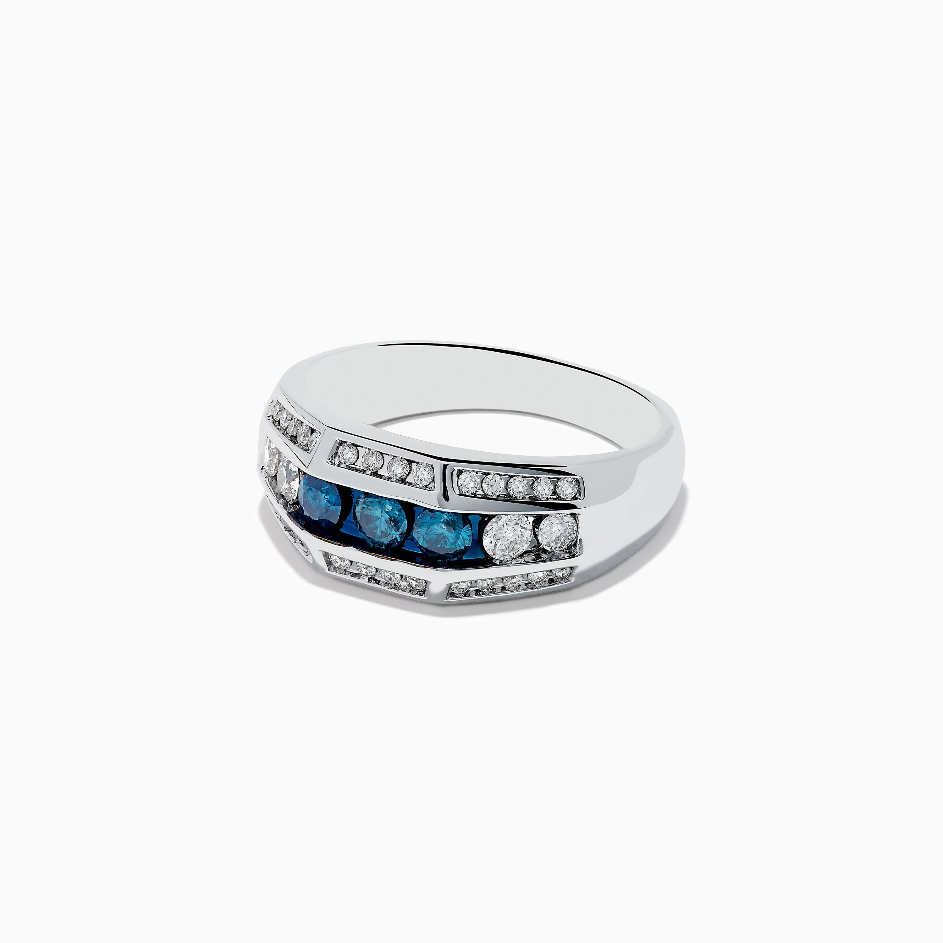 Men's 14K White Gold Blue and White Diamond Ring sold by Effy product image thumbnail 2