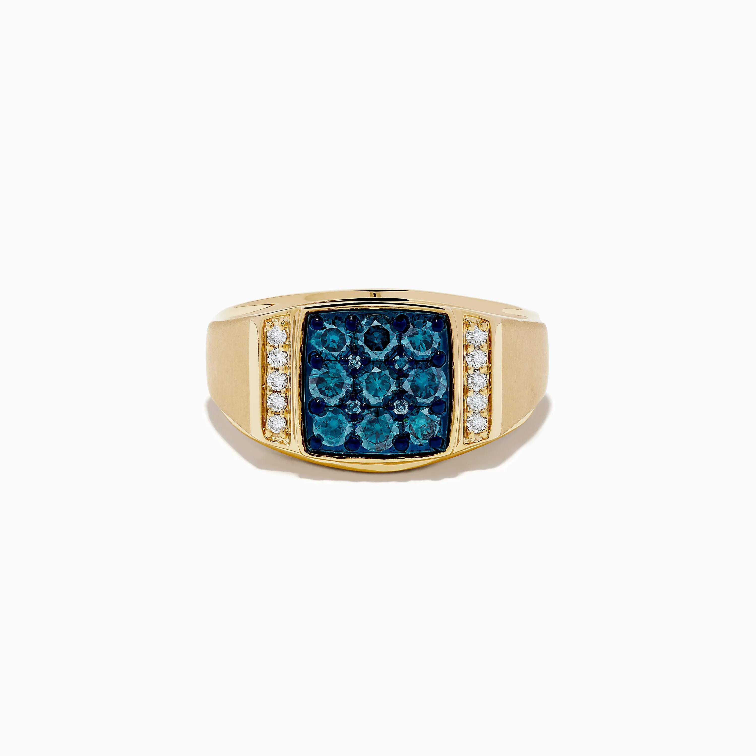 Men's 14K Yellow Gold Blue and White Diamond Ring sold by Effy