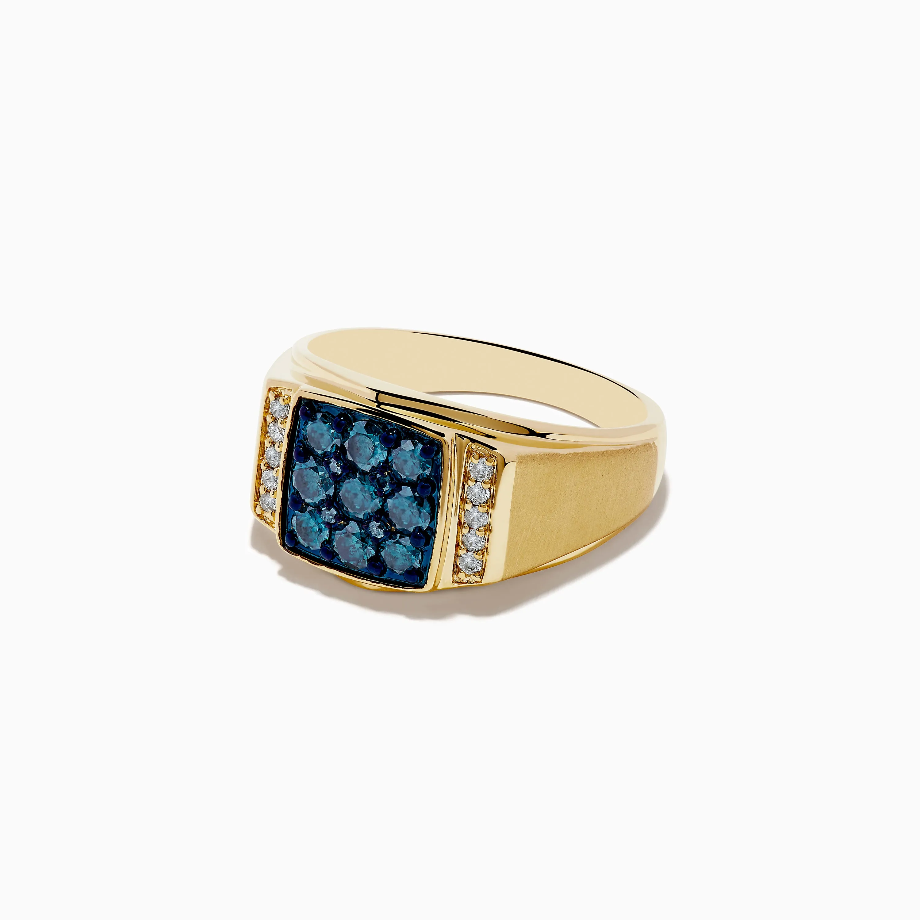 Men's 14K Yellow Gold Blue and White Diamond Ring sold by Effy product image thumbnail 2