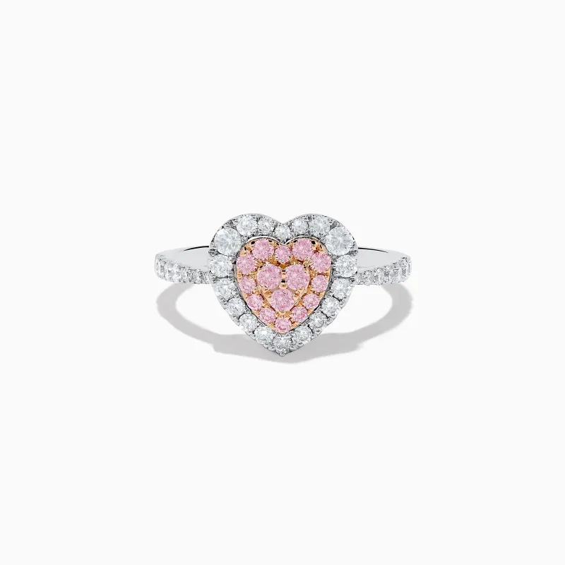 Novelty 18K Two Tone Gold Pink and White Diamond Heart Ring sold by Effy