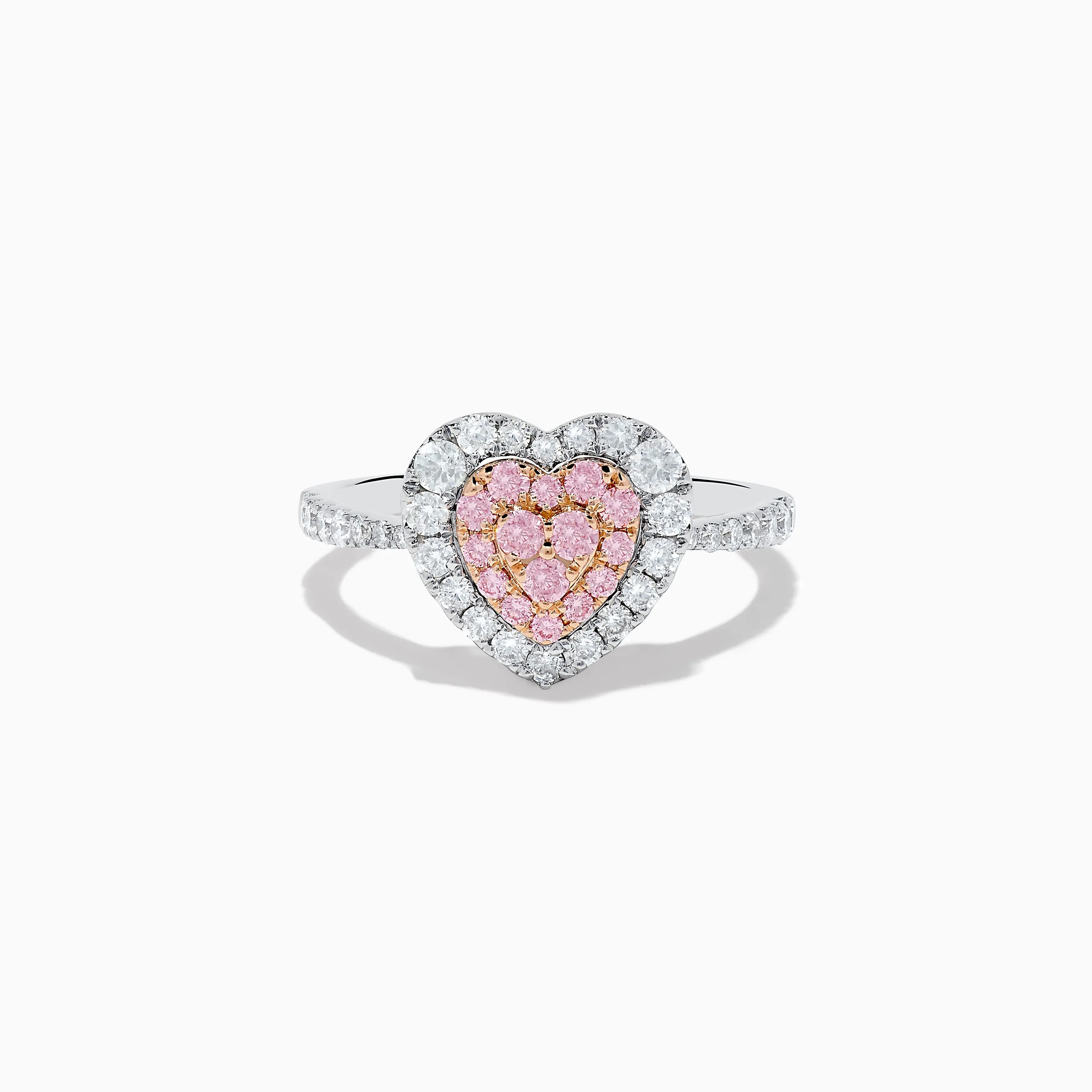 Novelty 18K Two Tone Gold Pink and White Diamond Heart Ring sold by Effy