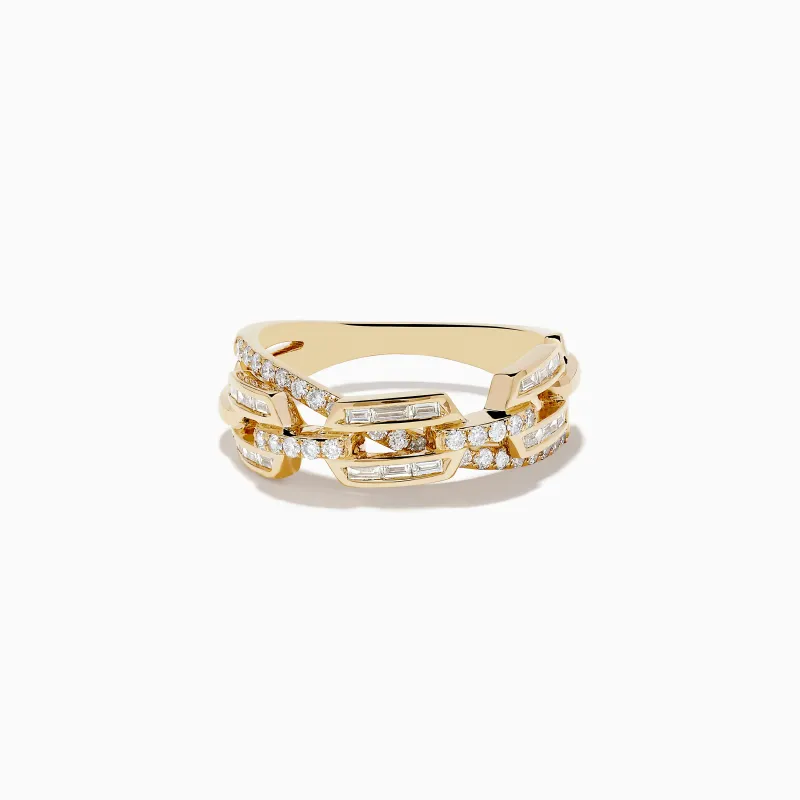 14K Yellow Gold Diamond Interlocking Crossover Ring 0.46 TCW sold by Effy