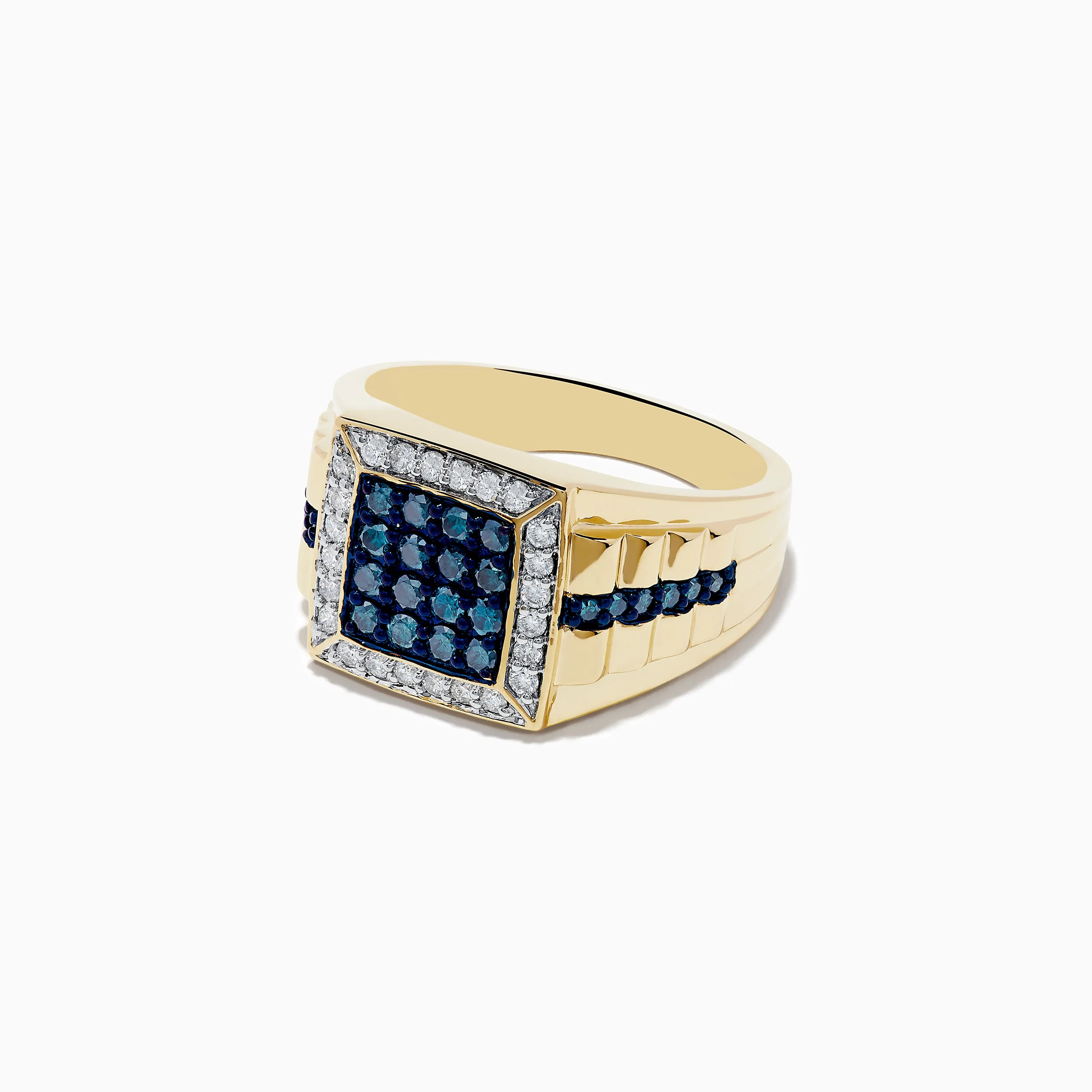 Men's 14K Yellow Gold White and Blue Diamond Ring sold by Effy product image thumbnail 2