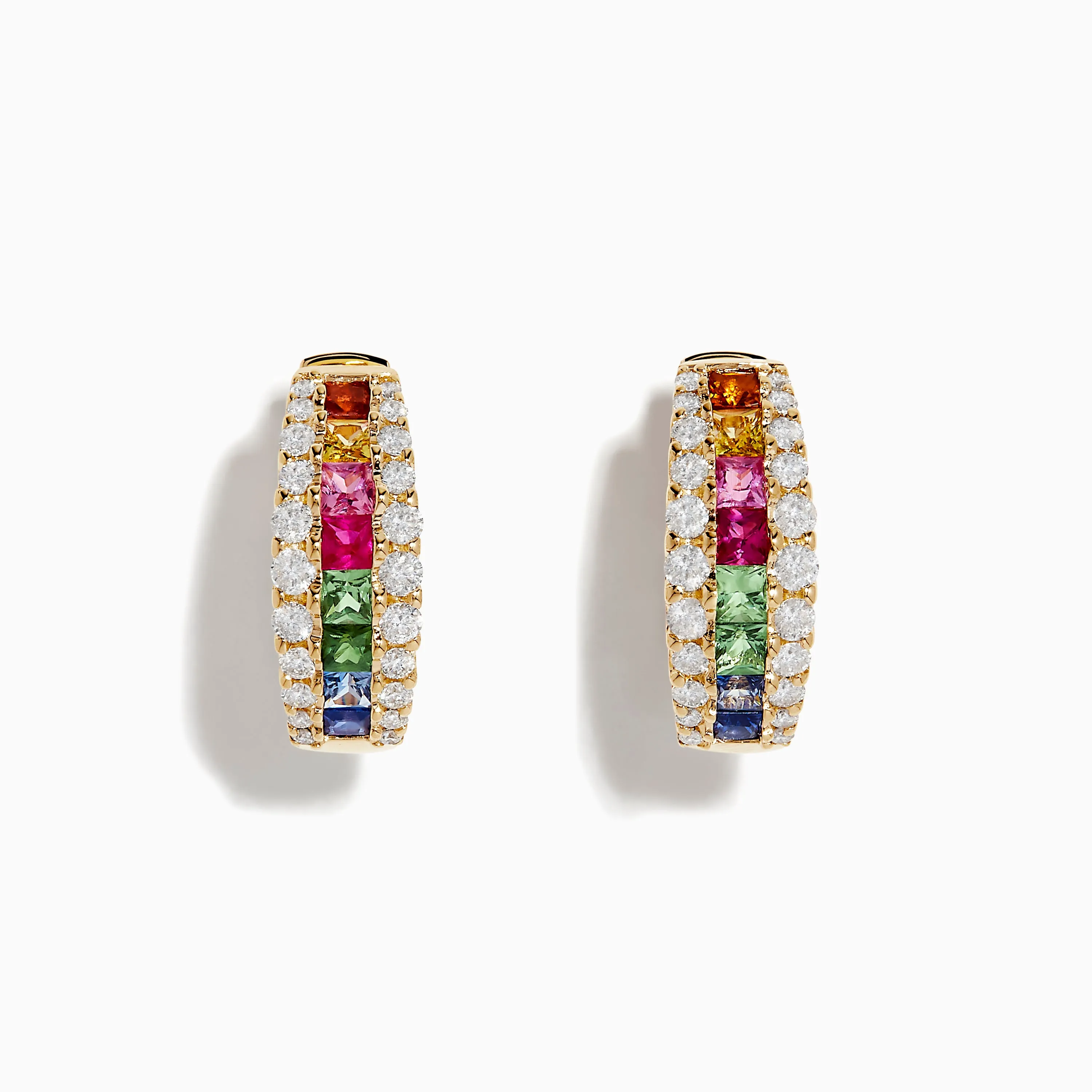 Watercolors 14K Gold Multi Sapphire & Diamond Hoop Earrings sold by Effy
