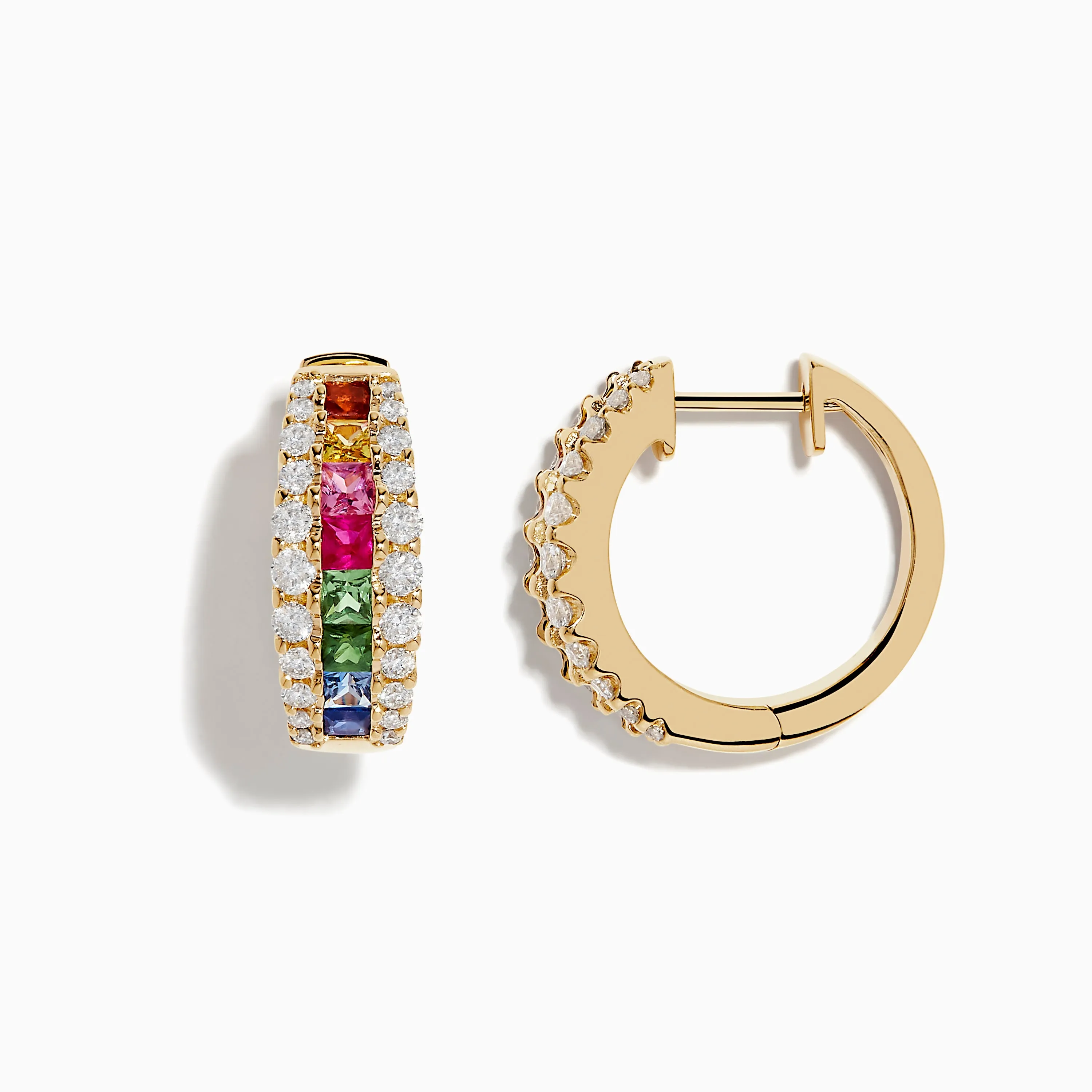 Watercolors 14K Gold Multi Sapphire & Diamond Hoop Earrings sold by Effy product image thumbnail 2