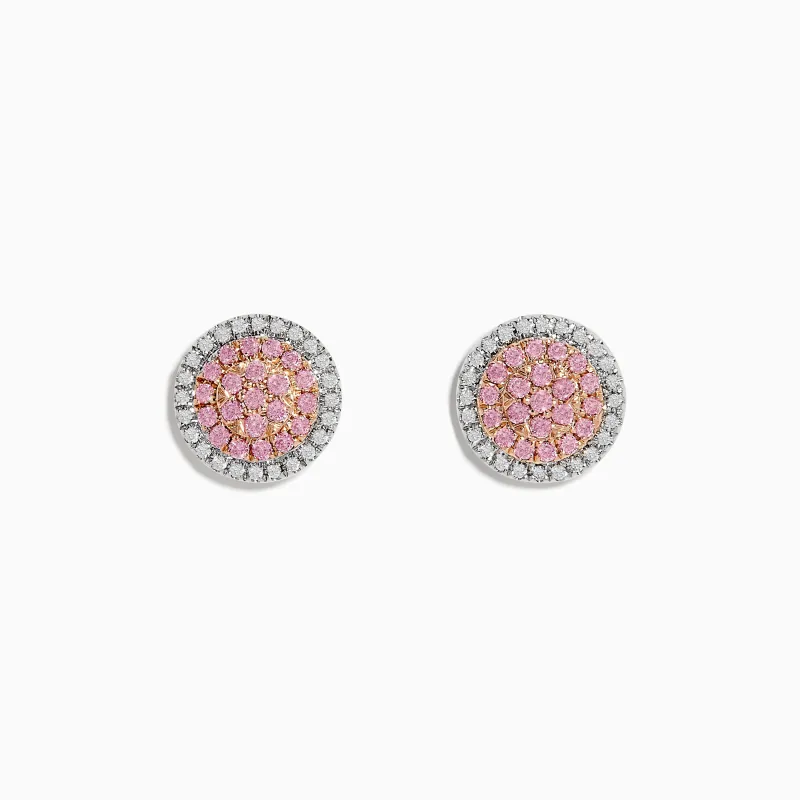 14K Two Tone Gold Pink and White Diamond Earrings sold by Effy