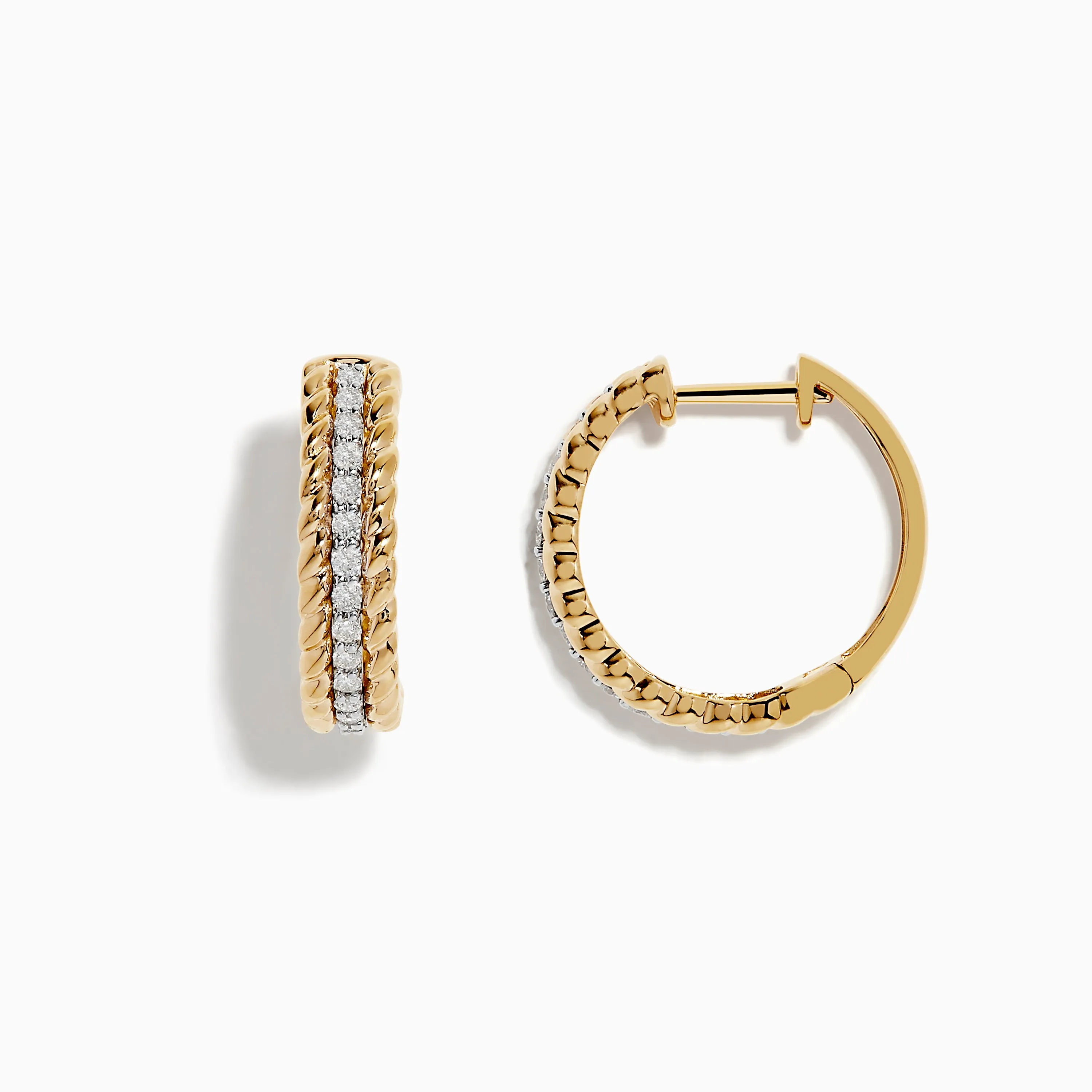 Duo 14K Two Tone Gold 5/8" Diamond Hoop Earrings sold by Effy product image thumbnail 2