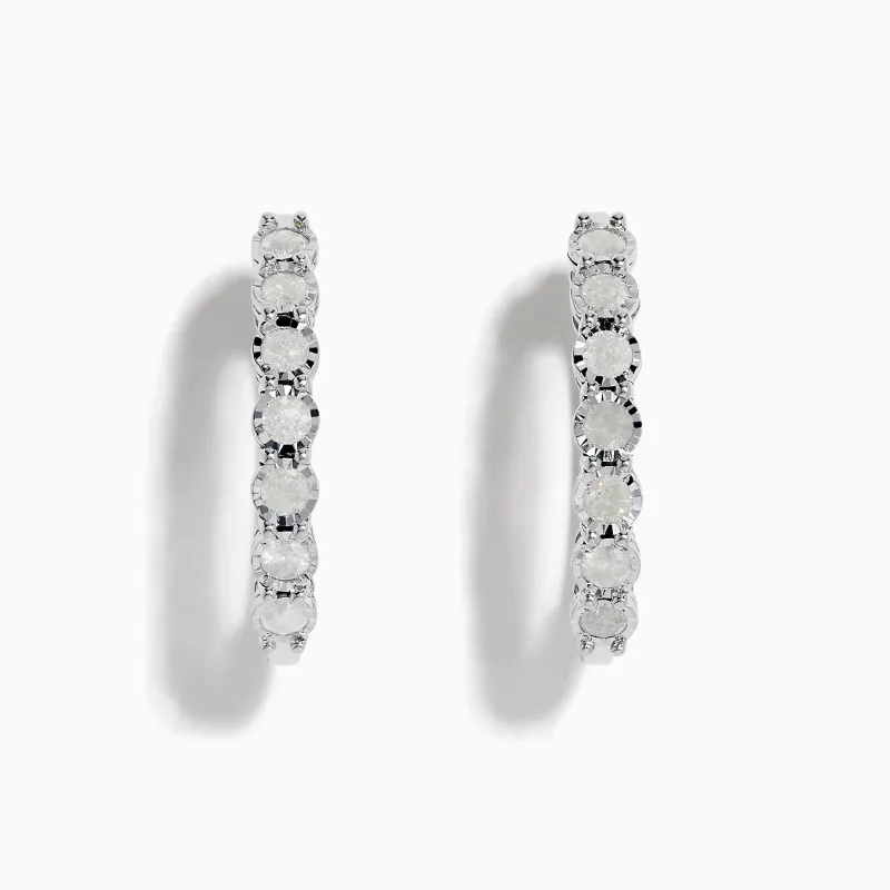 925 Silver Diamond Hoop Earrings sold by Effy