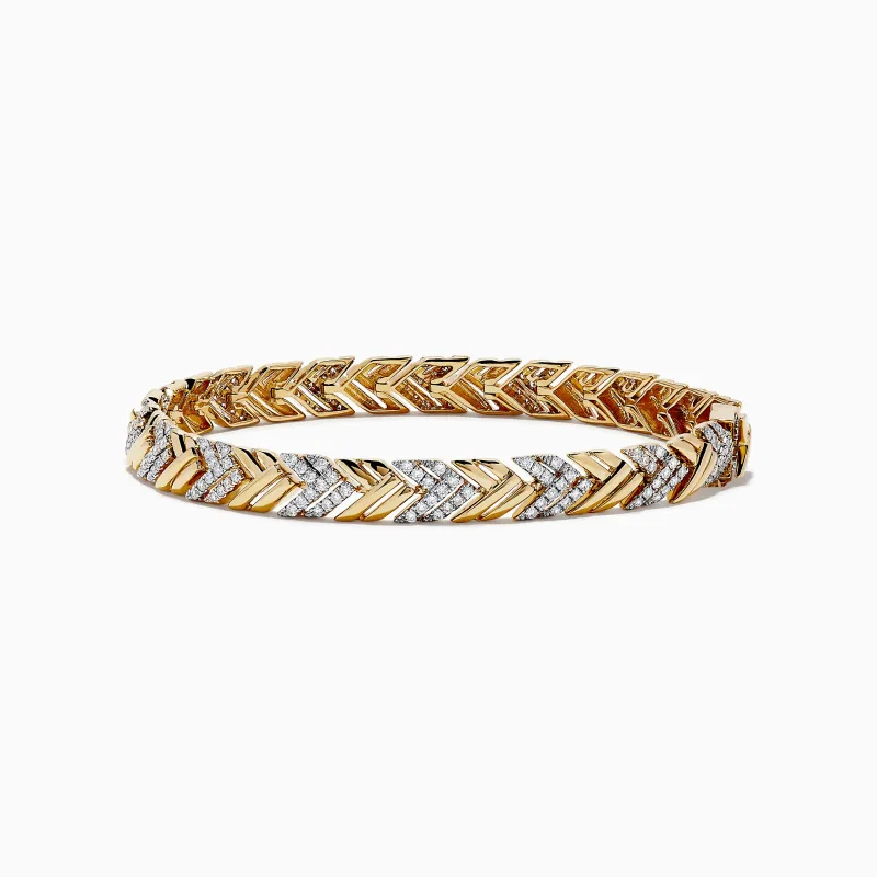 D'oro 14K Yellow Gold Braided Chain Link Diamond Bracelet 1.39 TCW sold by Effy