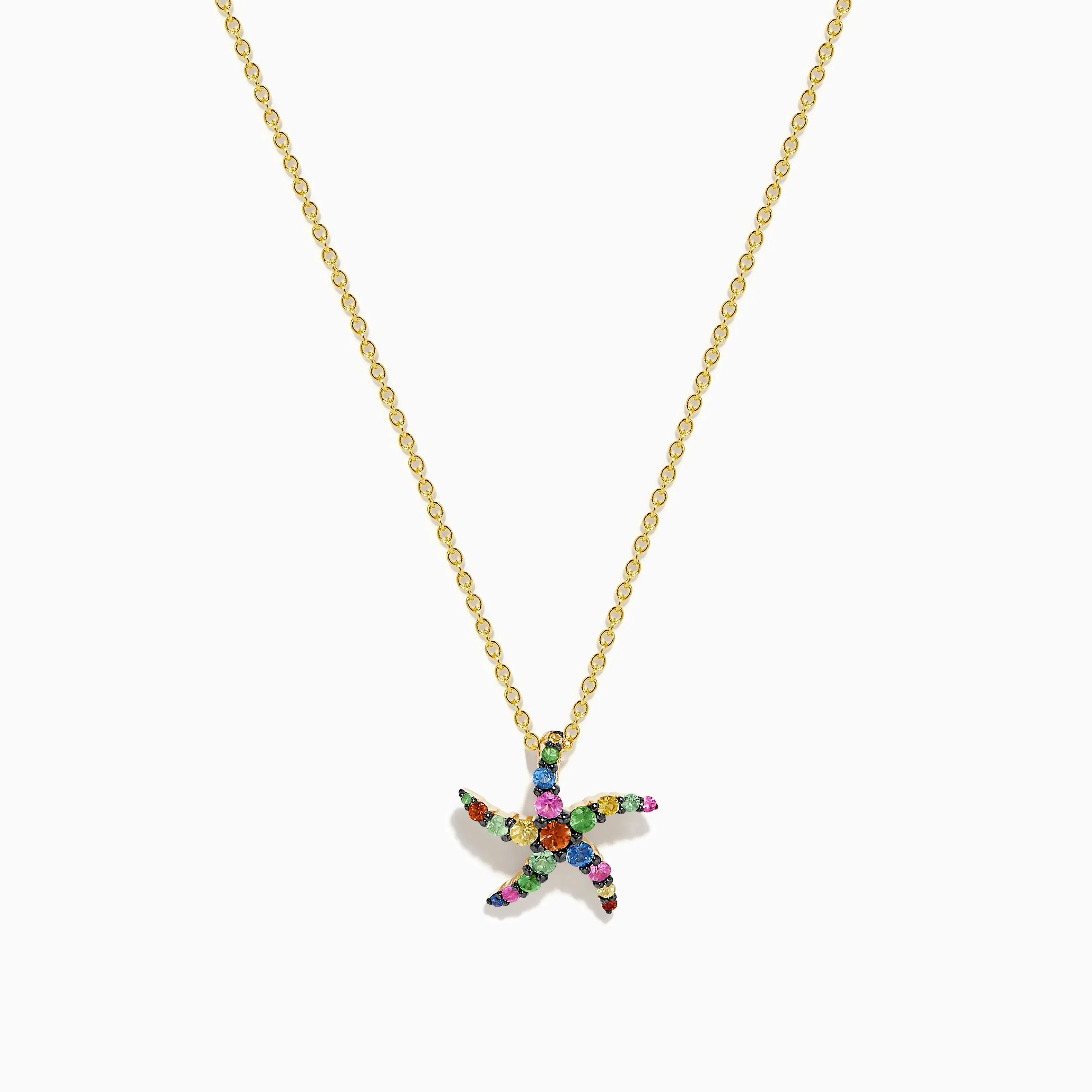 Seaside 14K Yellow Gold Multi Sapphire Starfish Pendant sold by Effy