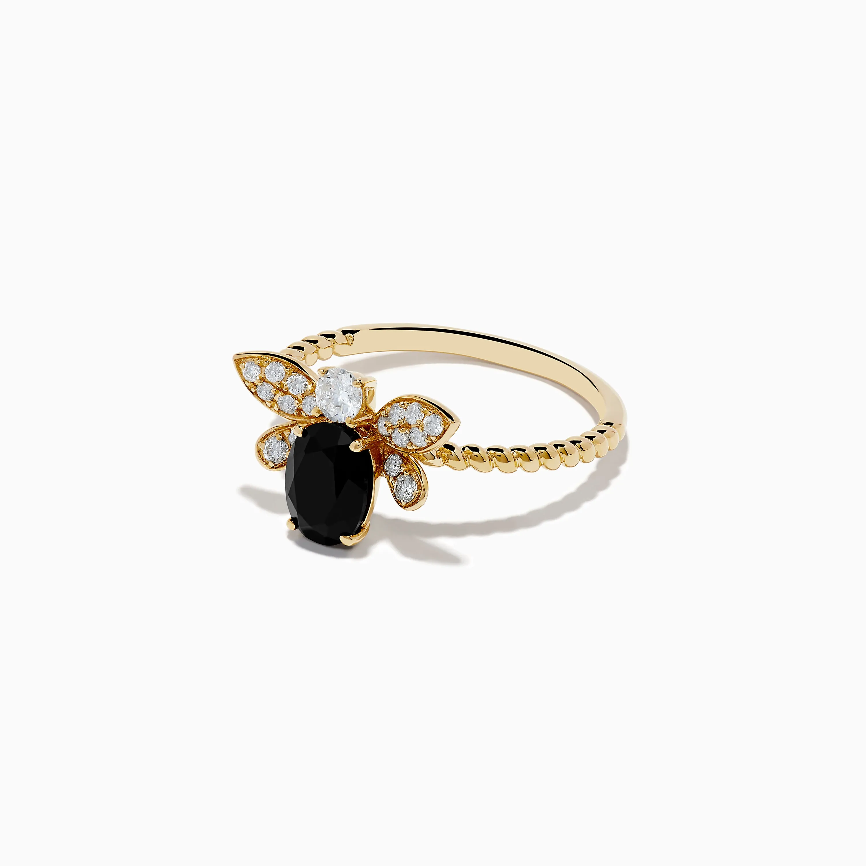 Nature 14K Yellow Gold Onyx and Diamond Bee Ring sold by Effy product image thumbnail 2