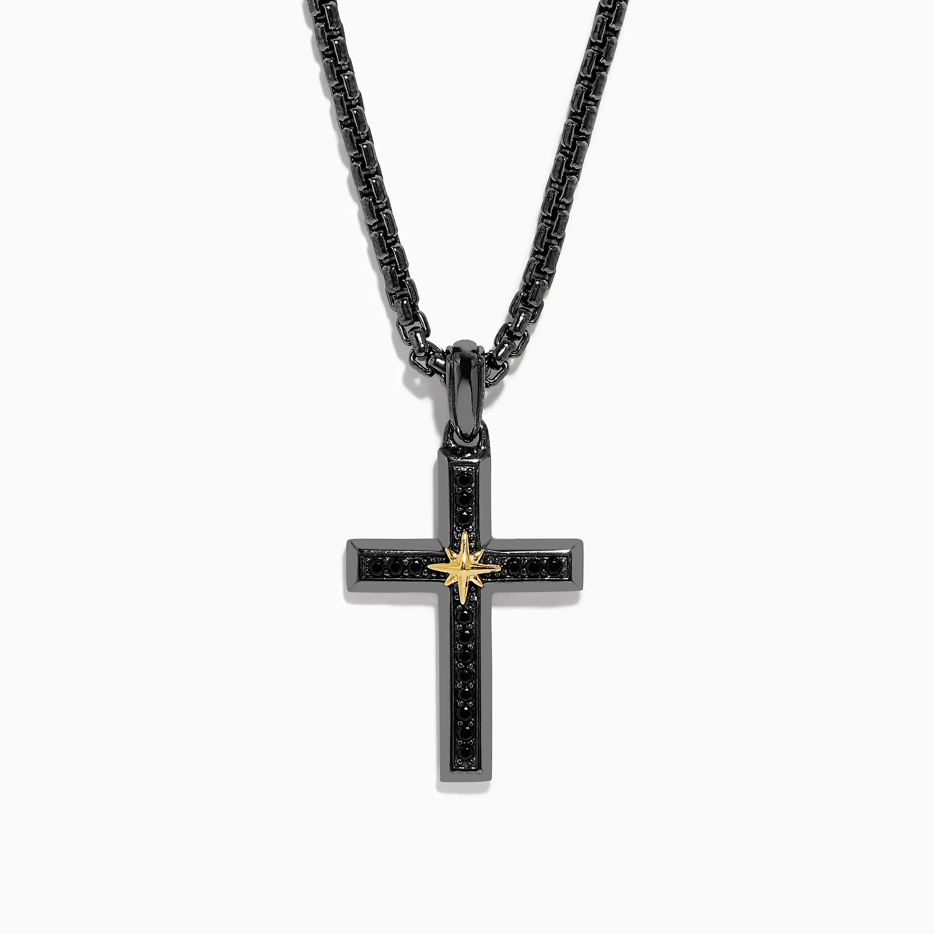 Men's Rhodium Sterling Silver and Yellow Gold Plated Spinel Cross Pendant sold by Effy