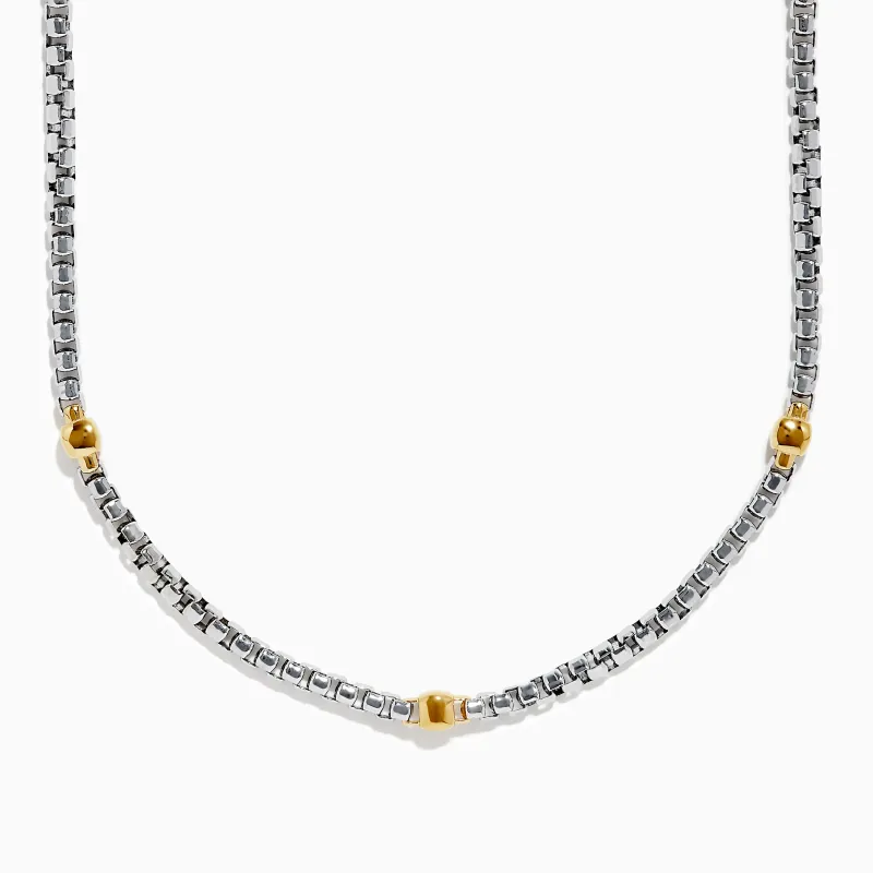 Men's 925 Sterling Silver and Yellow Gold Plated Necklace sold by Effy