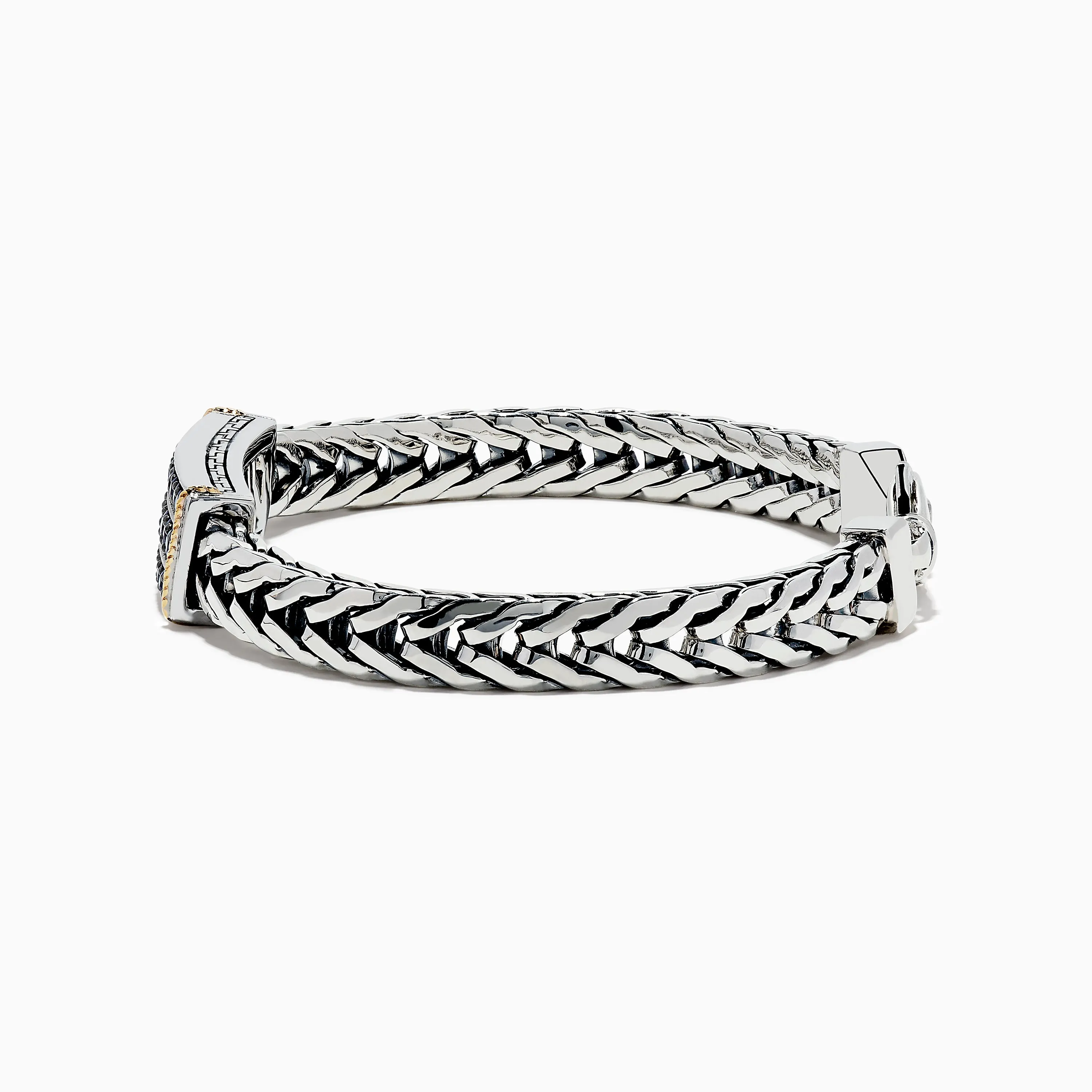 Men's 925 Sterling Silver and 14K Yellow Gold Sapphire Chain Link Bracelet 2.0 TCW sold by Effy product image thumbnail 3