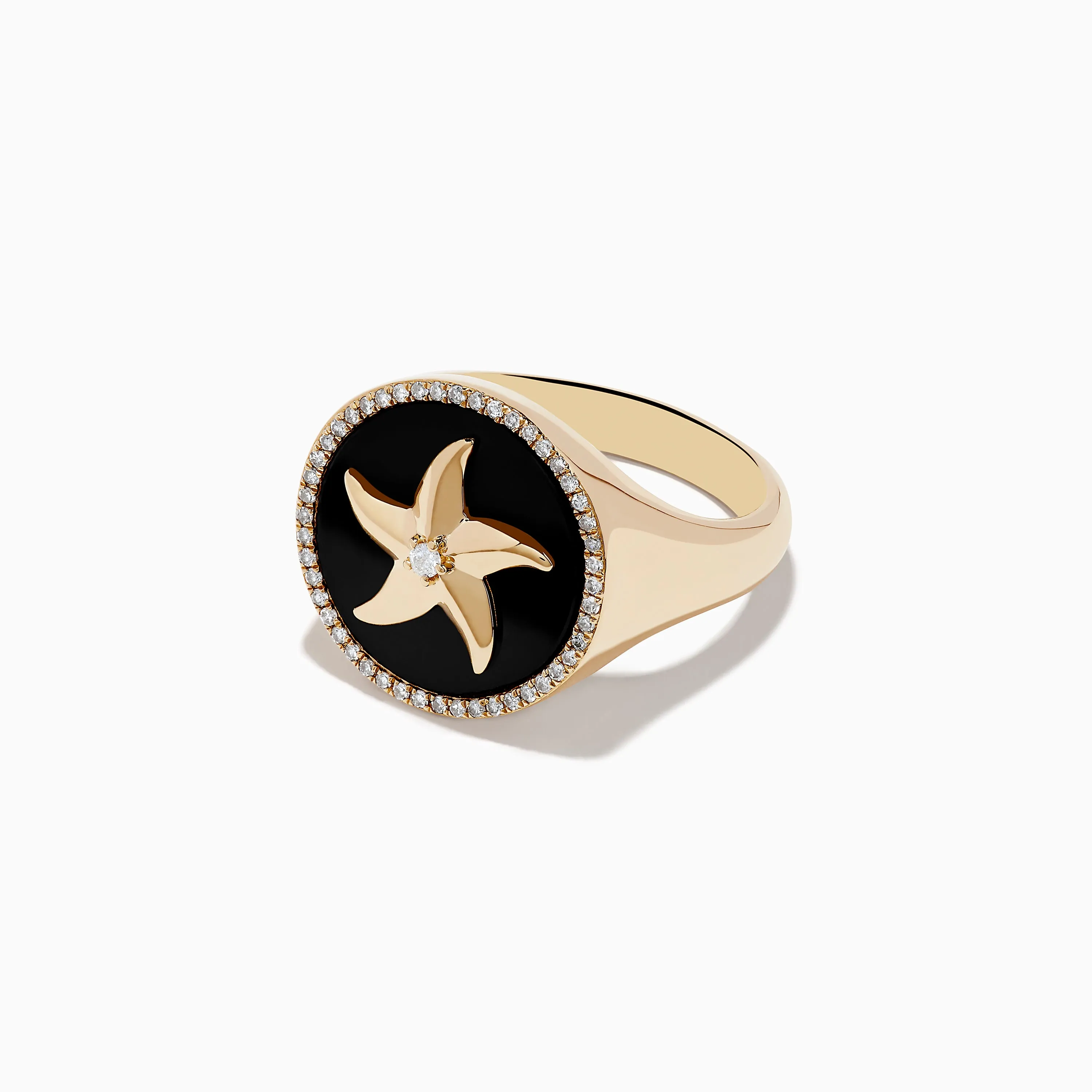 Seaside 14K Yellow Gold Black Agate and Diamond Starfish Ring sold by Effy product image thumbnail 2