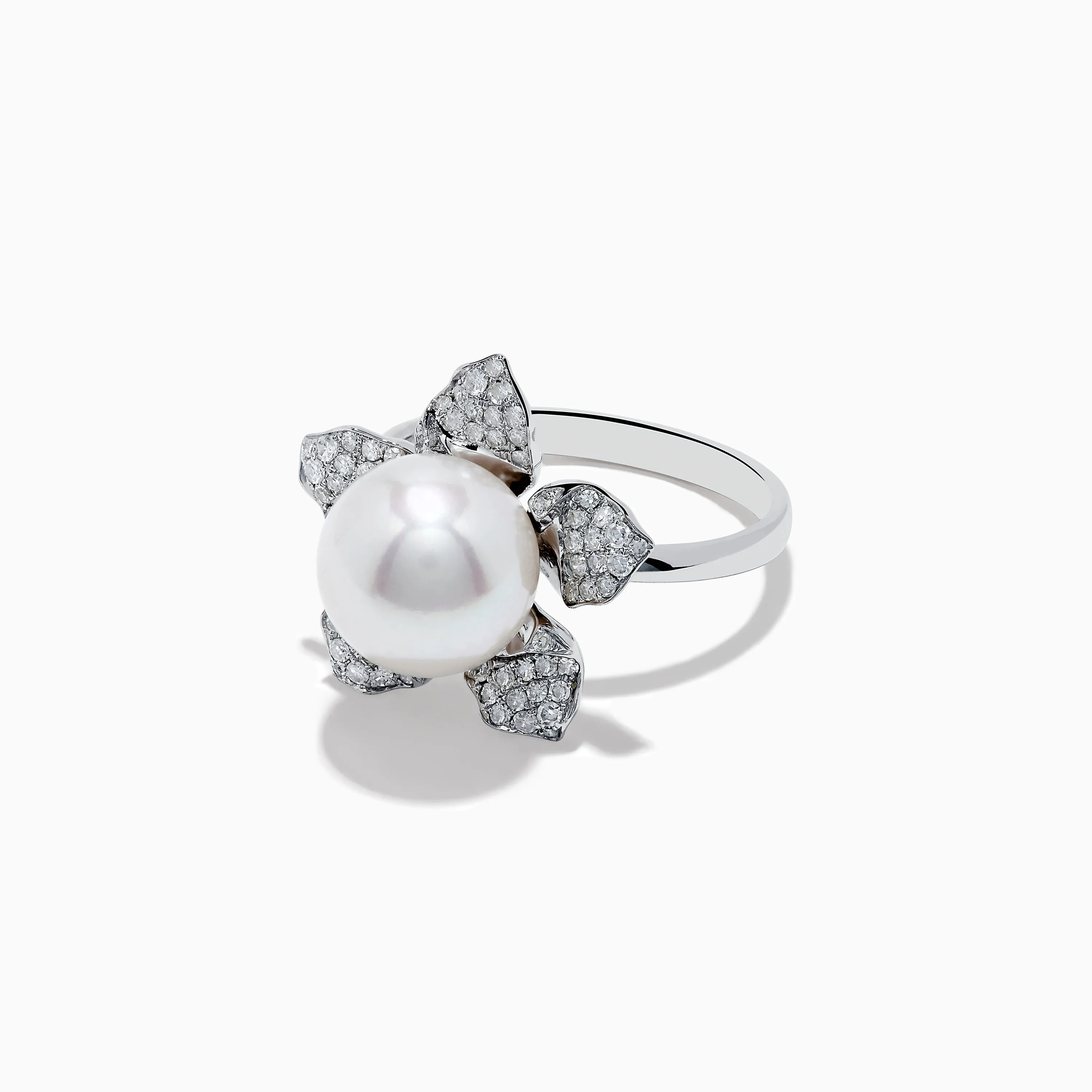 14K White Gold Fresh Water Pearl and Diamond Flower Ring sold by Effy product image thumbnail 2