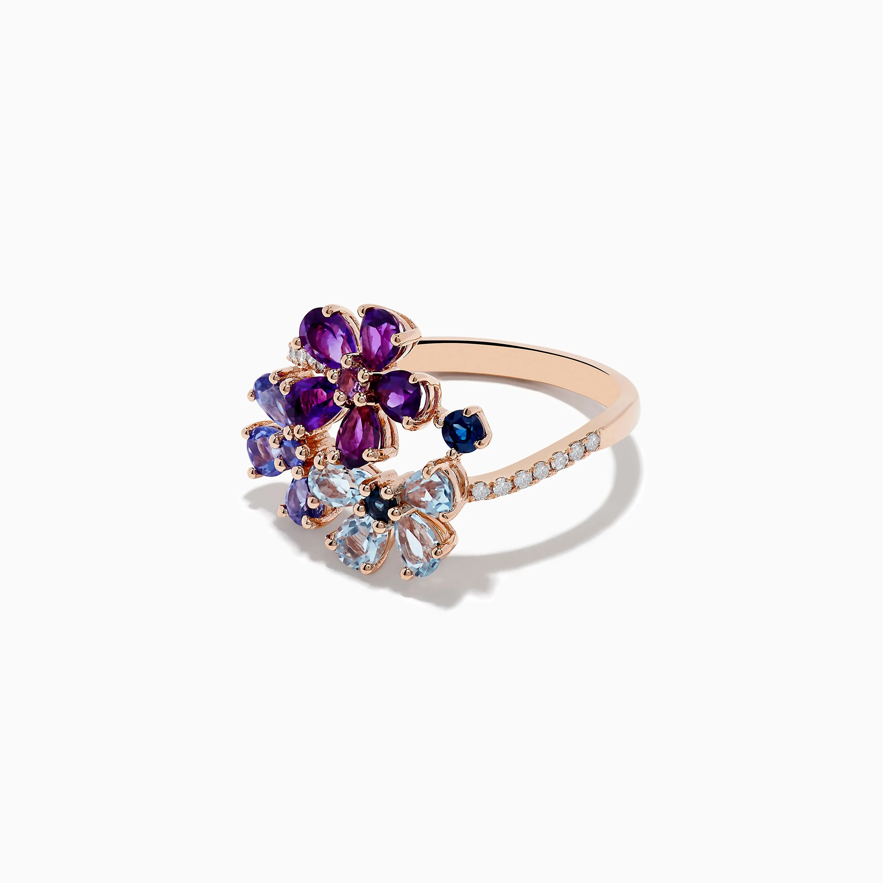 14K Gold Blue Topaz, Amethyst, Tanzanite, Sapphire and Diamond Ring sold by Effy product image thumbnail 2