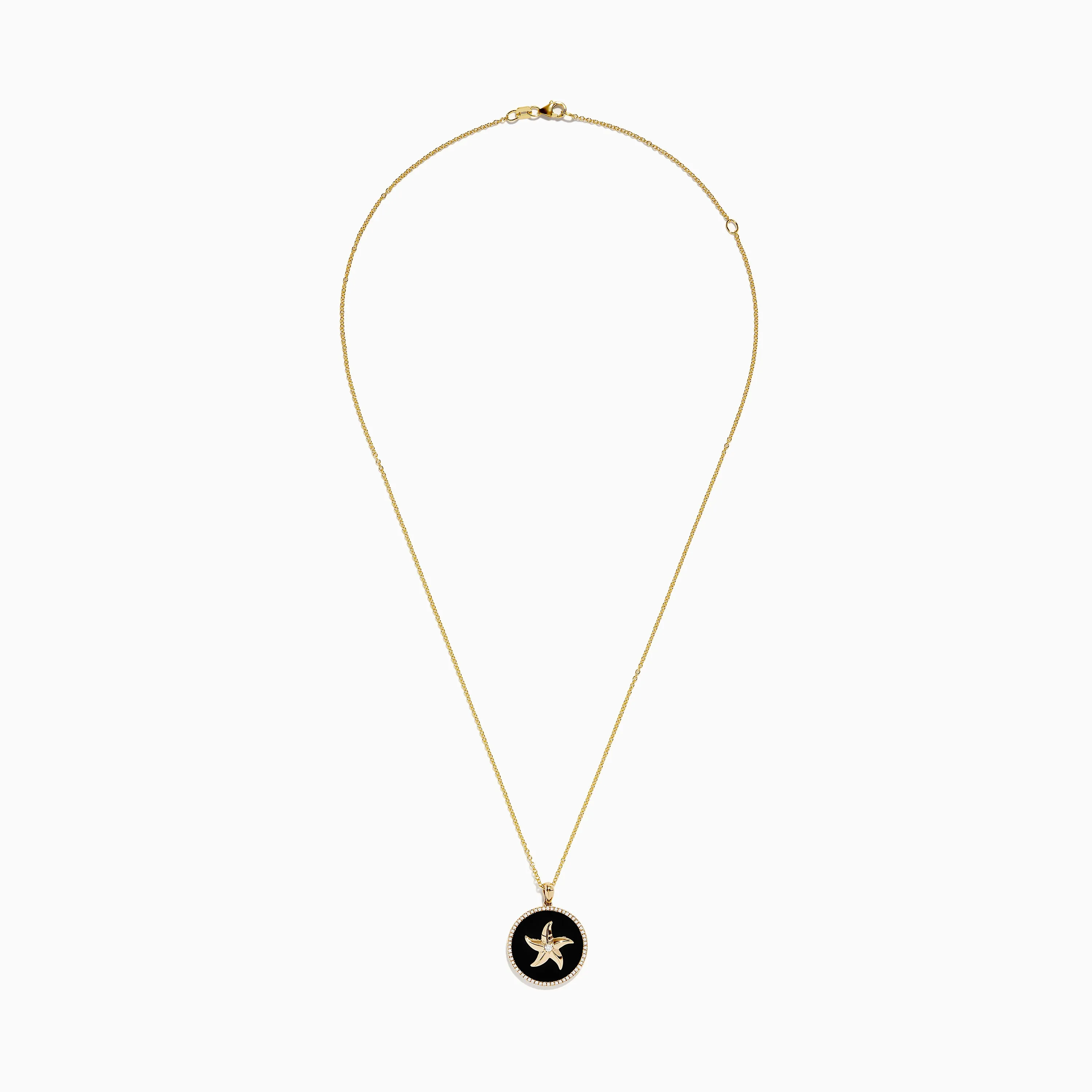 Seaside 14K Yellow Gold Black Agate and Diamond Starfish Pendant sold by Effy product image thumbnail 2