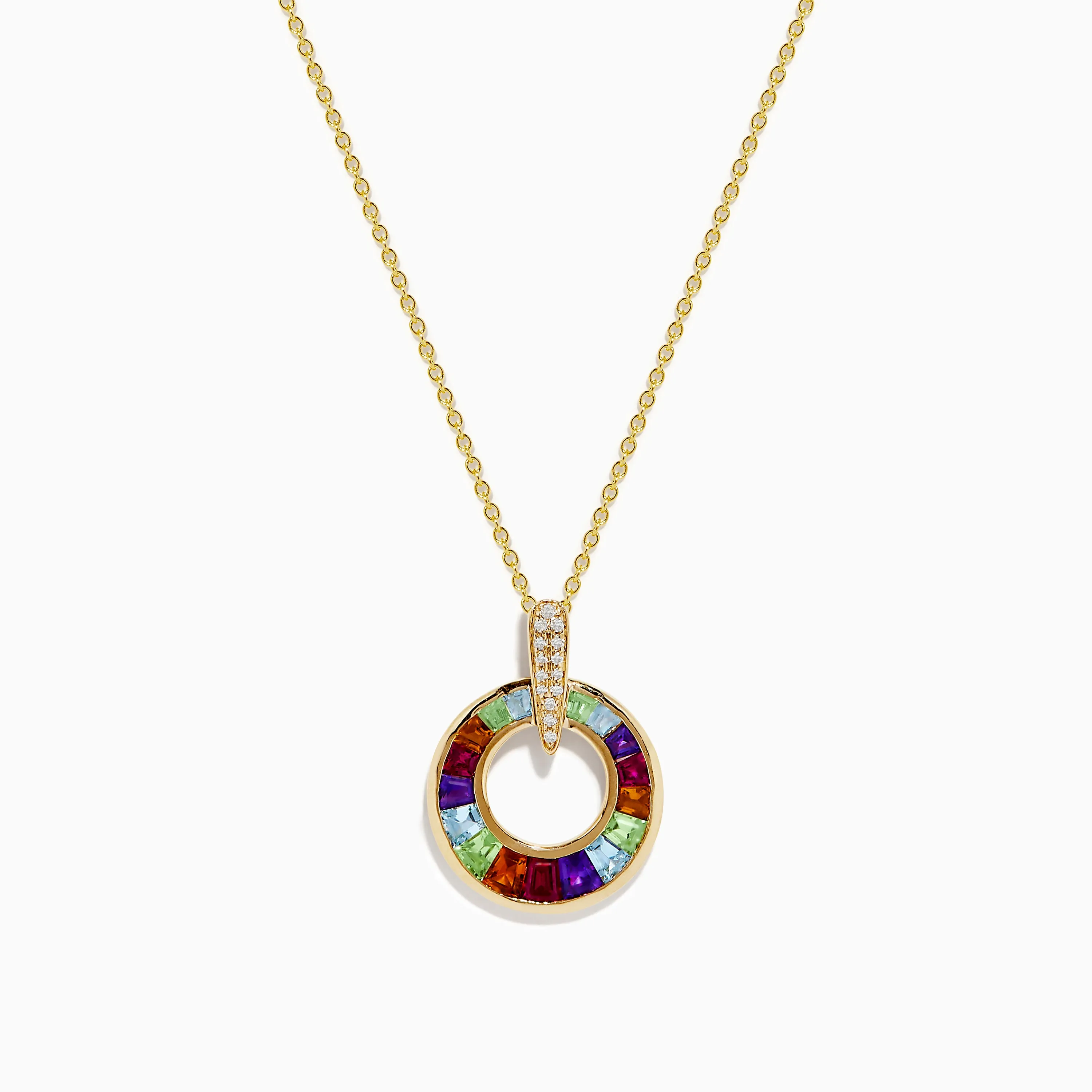 Mosaic 14K Yellow Gold Multi Gemstone and Diamond Pendant sold by Effy