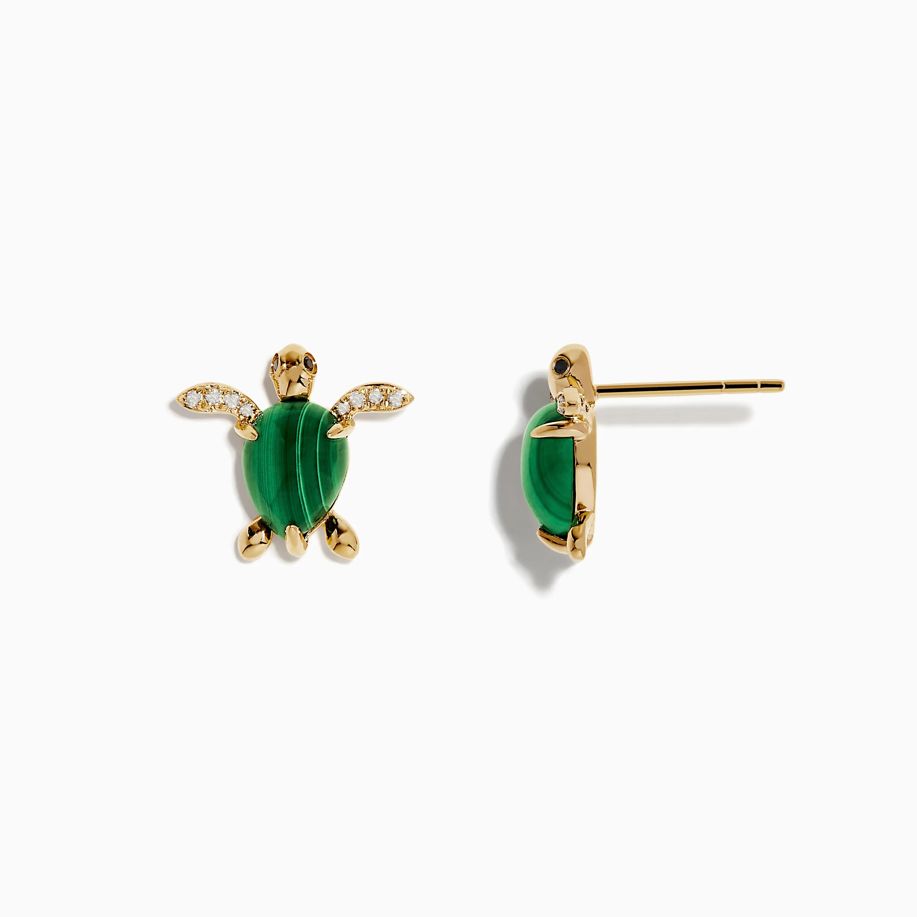 Seaside 14K Yellow Gold Malachite and Diamond Turtle Earrings sold by Effy product image thumbnail 2