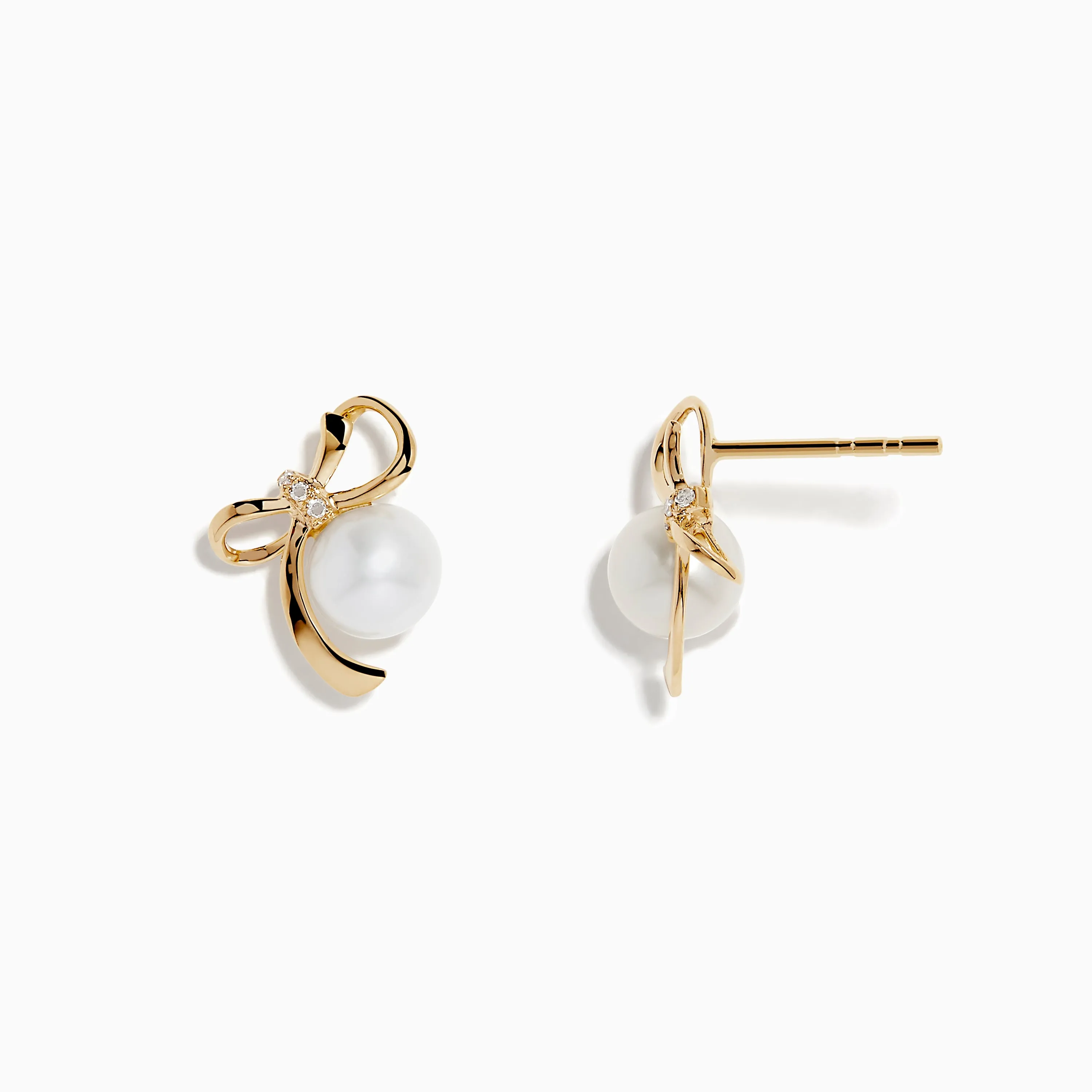 14K Yellow Gold Diamond Fresh Water Pearl Earrings sold by Effy product image thumbnail 2