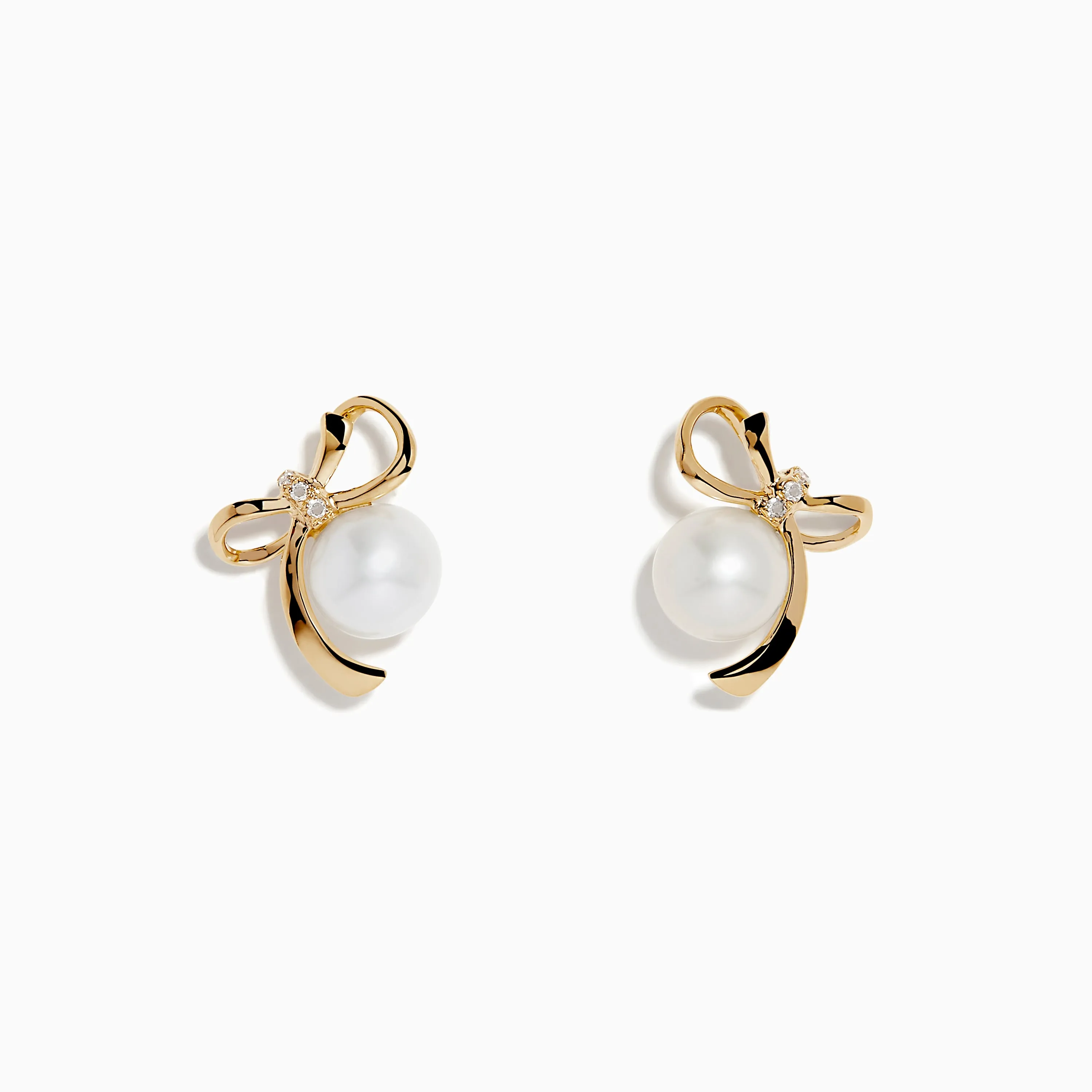 14K Yellow Gold Diamond Fresh Water Pearl Earrings sold by Effy