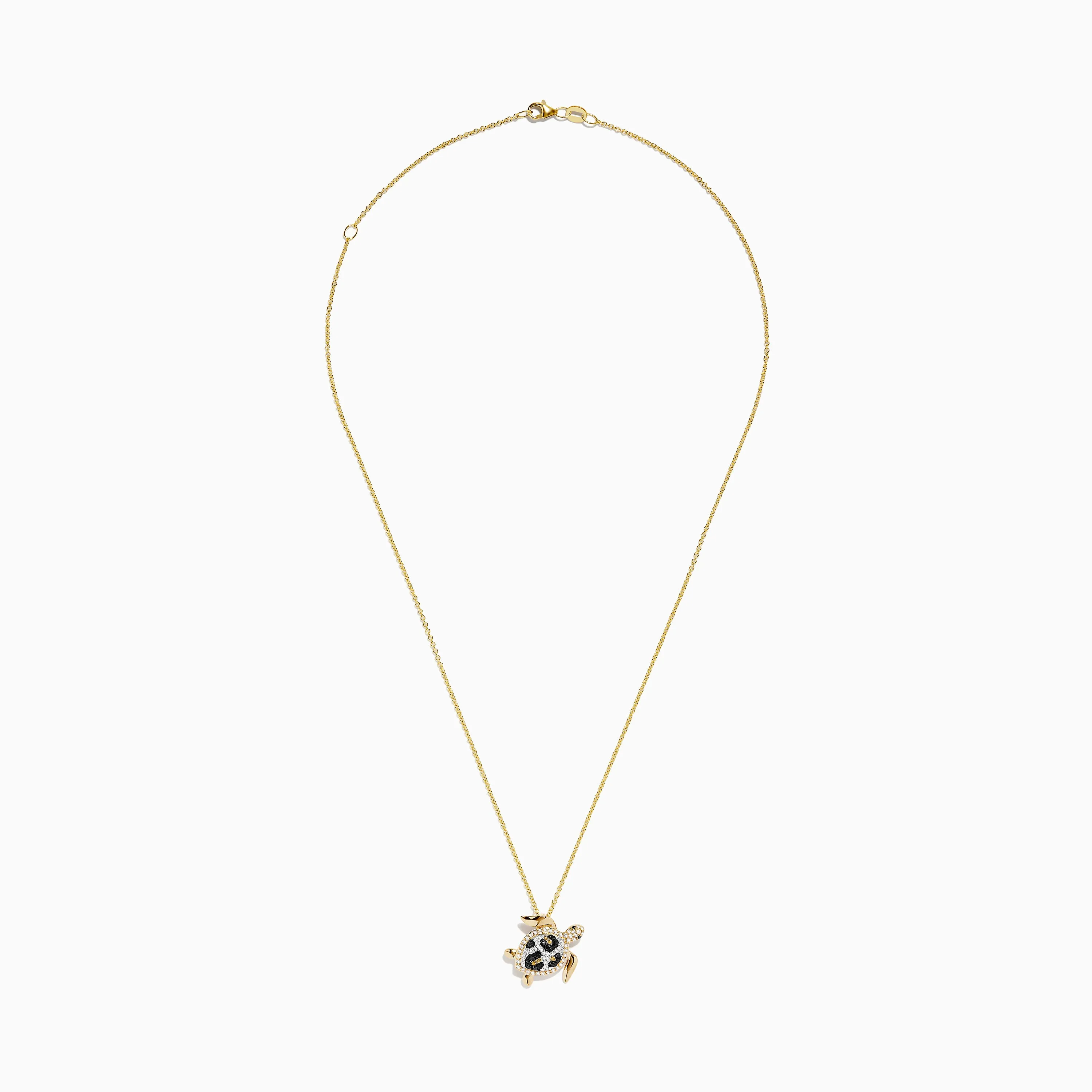 Seaside 14K Yellow Gold White, Black, and Brown Diamond Turtle Pendant sold by Effy product image thumbnail 2