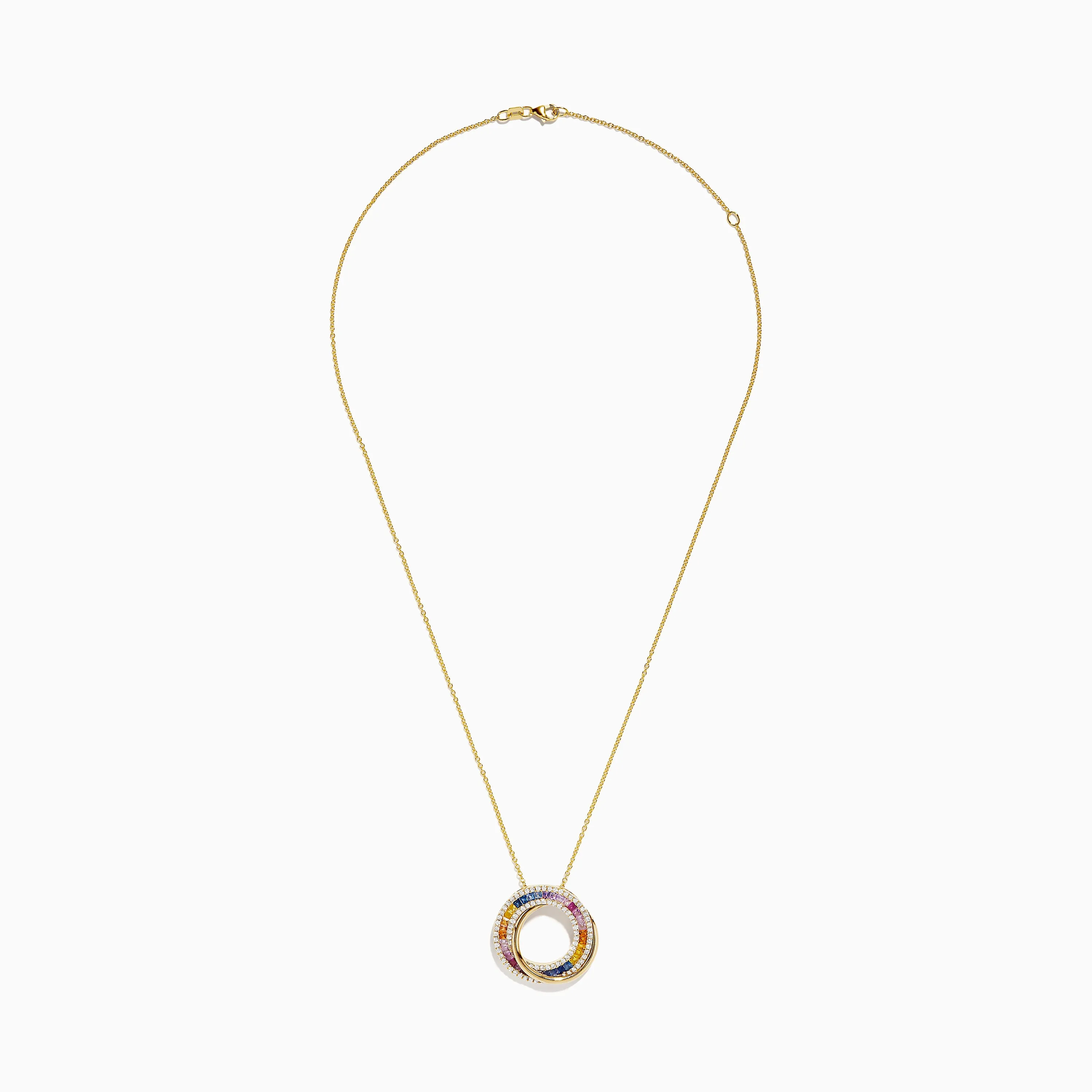 Watercolors 14K Yellow Gold Multi Sapphire and Diamond Circle Pendant sold by Effy product image thumbnail 2