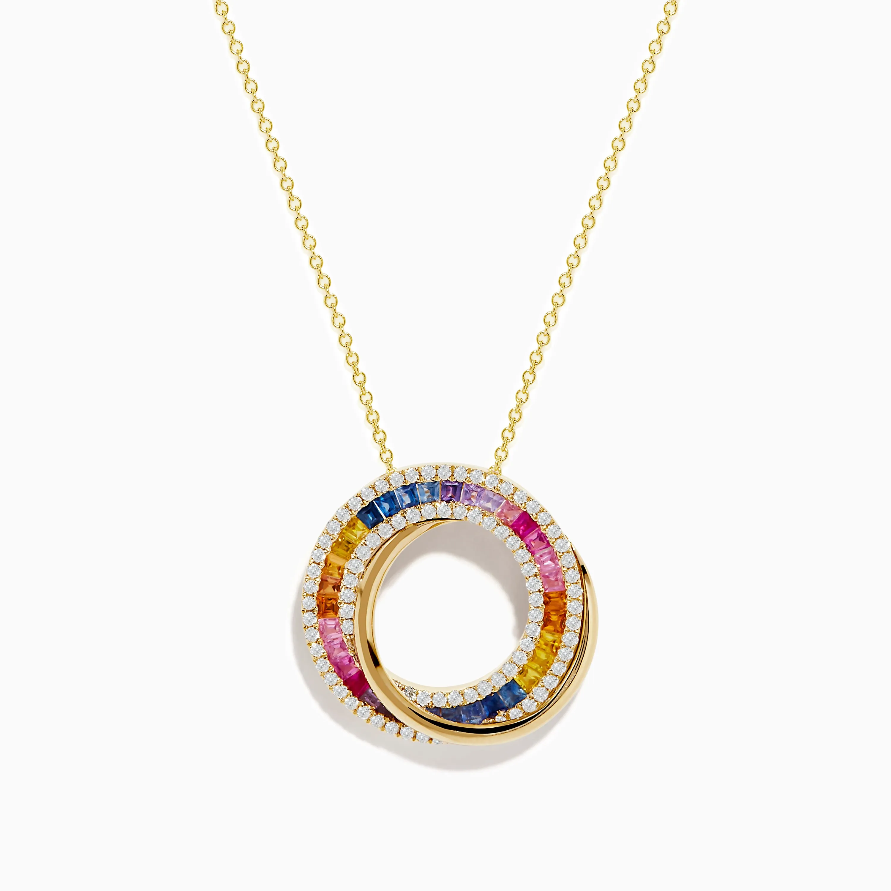 Watercolors 14K Yellow Gold Multi Sapphire and Diamond Circle Pendant sold by Effy