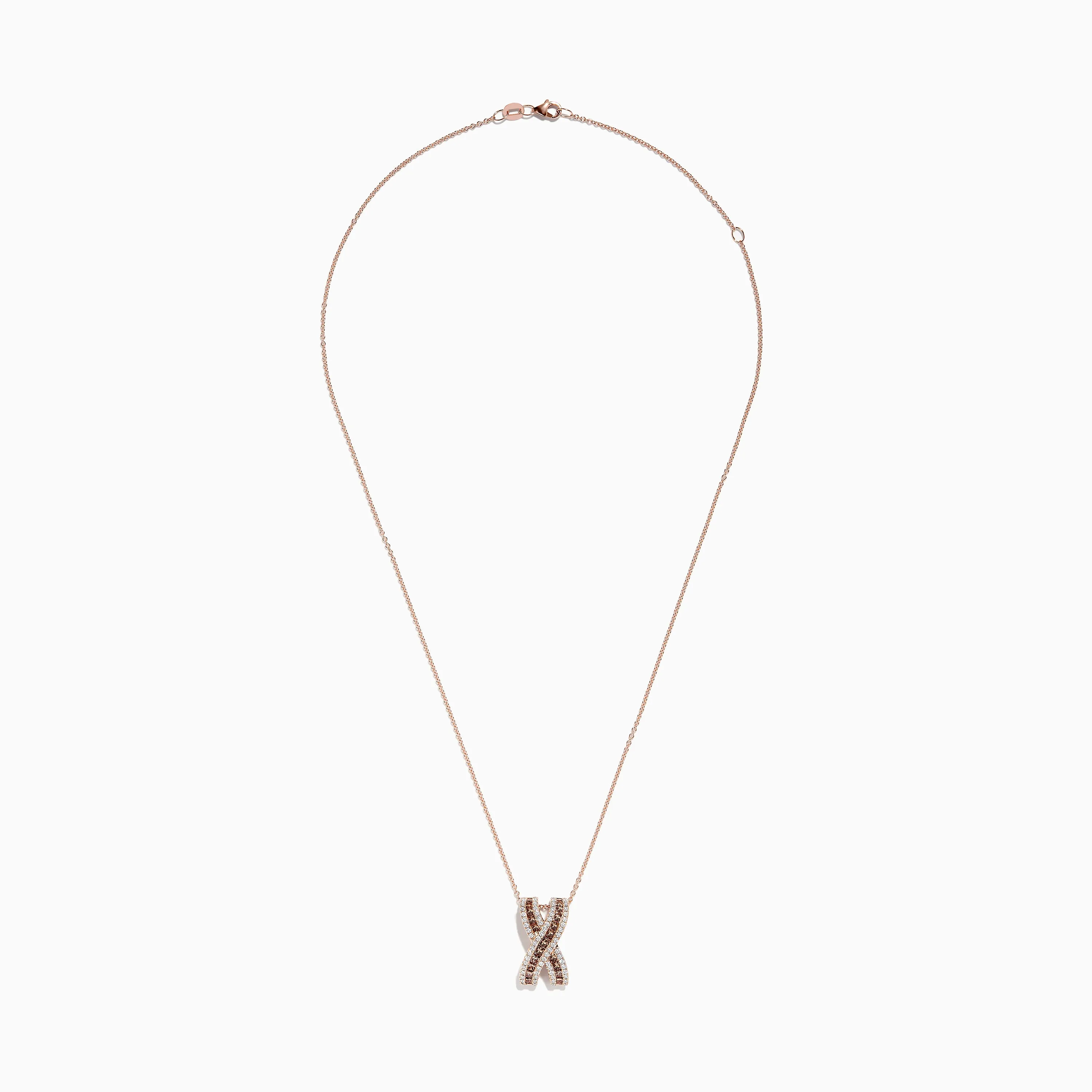 14K Rose Gold Brown and White Diamond Pendant sold by Effy product image thumbnail 2