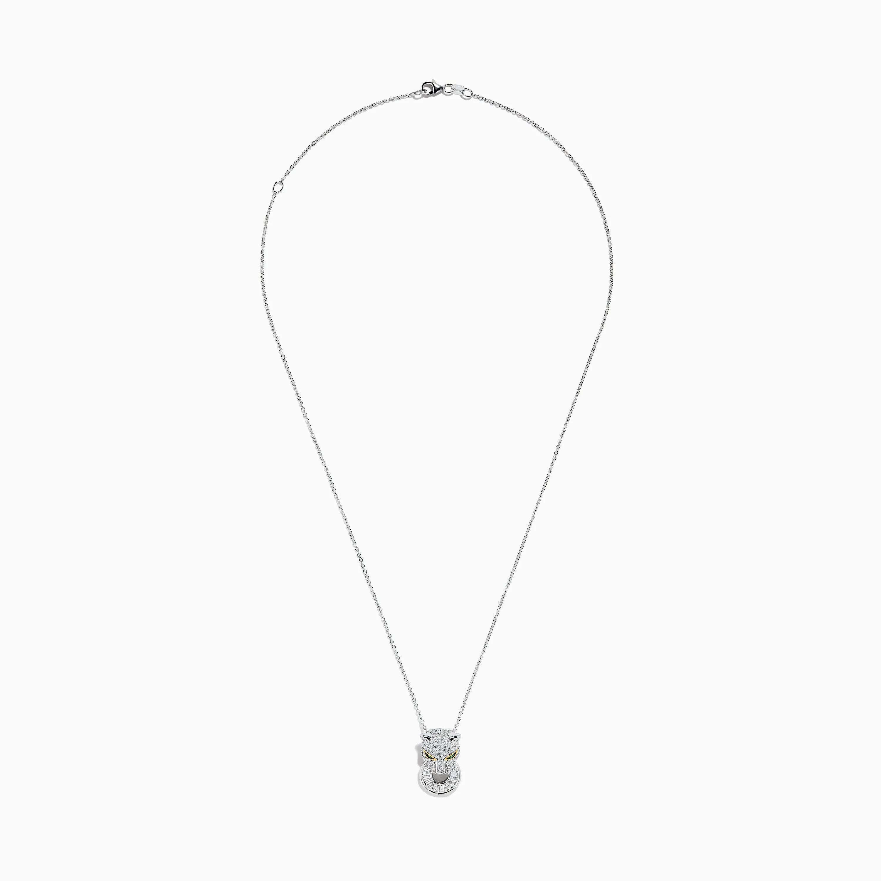 Signature 14K White Gold Diamond and Emerald Panther Pendant sold by Effy product image thumbnail 2