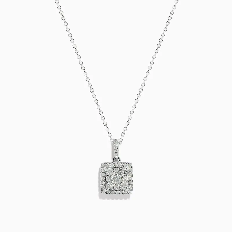 Bouquet 14K White Gold Square Diamond Cluster Pendant 0.74 TCW sold by Effy