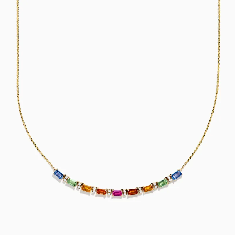 Watercolors 14K Yellow Gold Multi Sapphire and Diamond Necklace sold by Effy