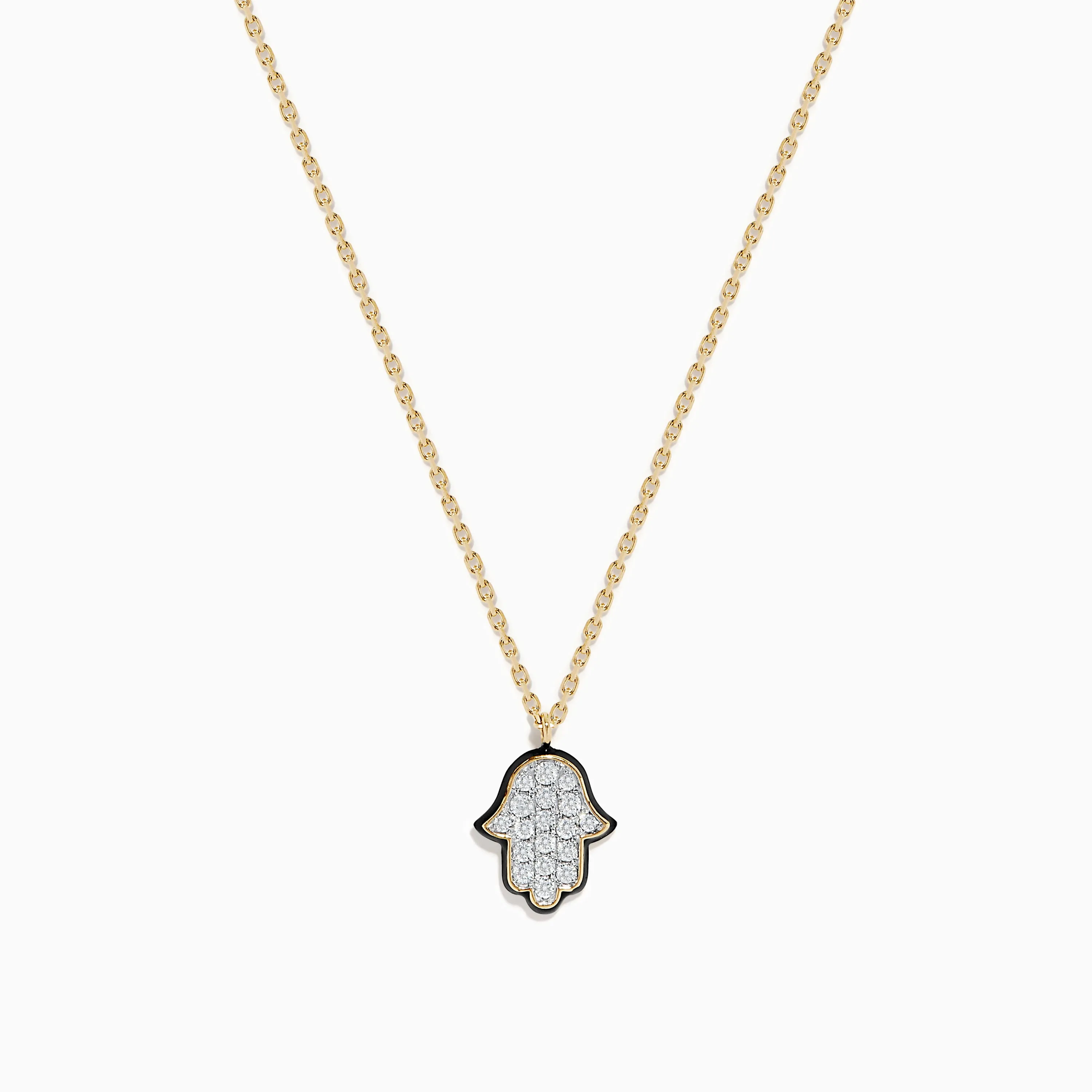 Novelty 14K Yellow Gold Diamond Hamsa Pendant sold by Effy