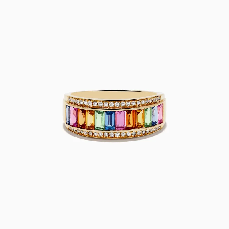 Watercolors 14K Yellow Gold Multi Sapphire and Diamond Ring sold by Effy