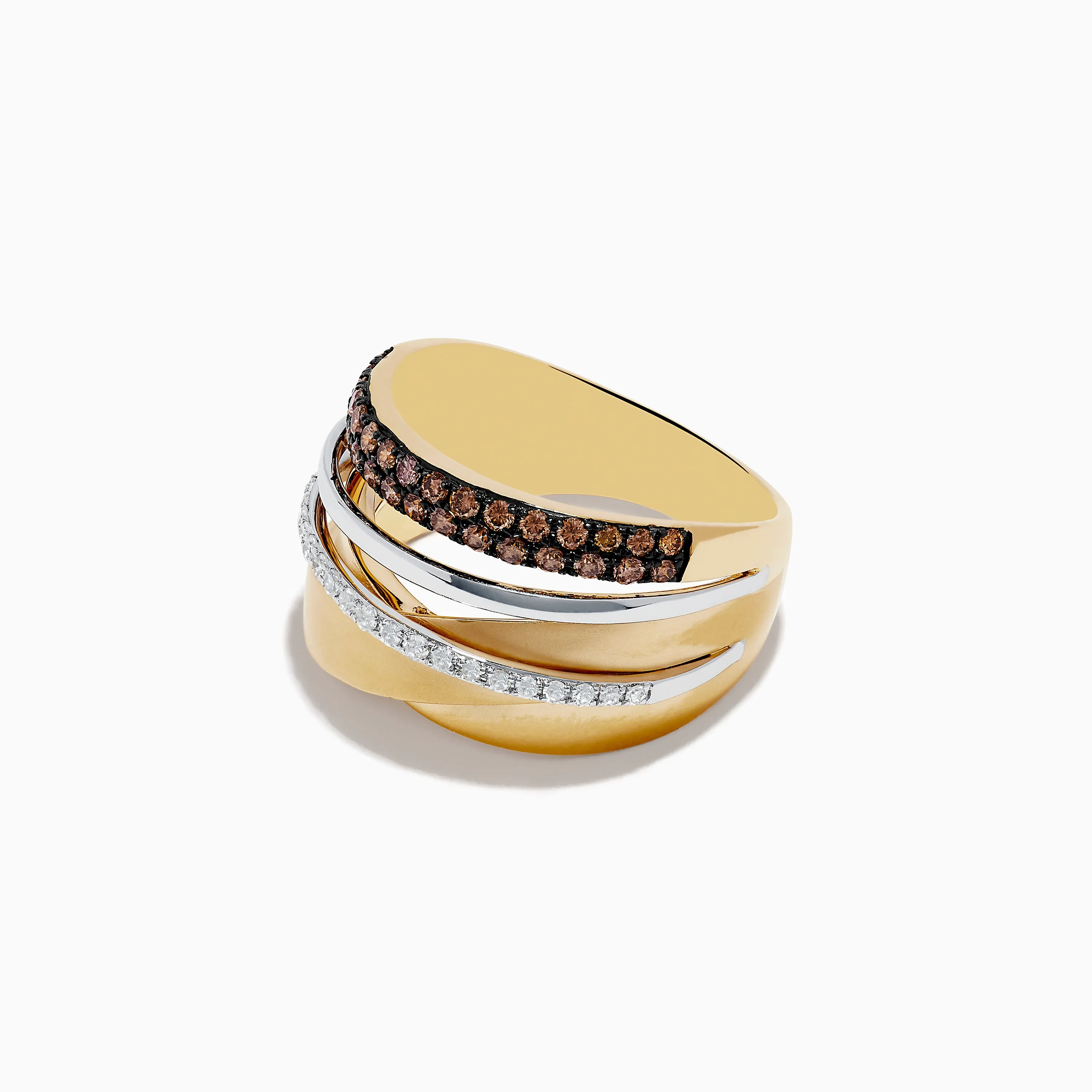 14K Two-Tone Gold Espresso and White Diamond Crossover Ring sold by Effy product image thumbnail 2