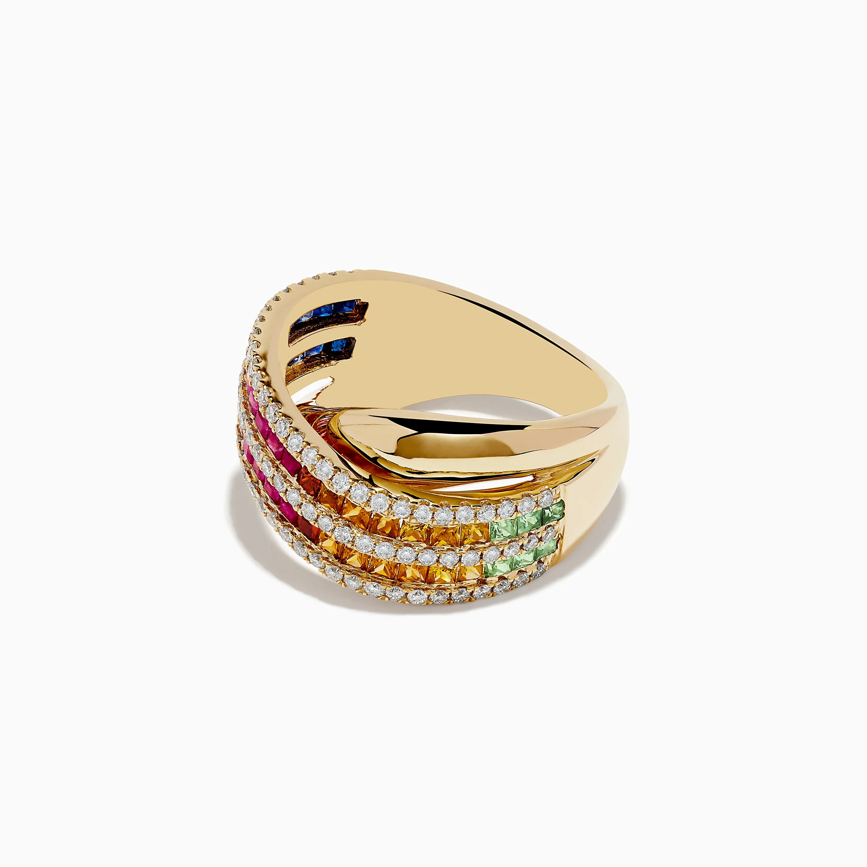 Watercolors 14K Gold Multi Sapphire and Diamond Crossover ring sold by Effy product image thumbnail 2
