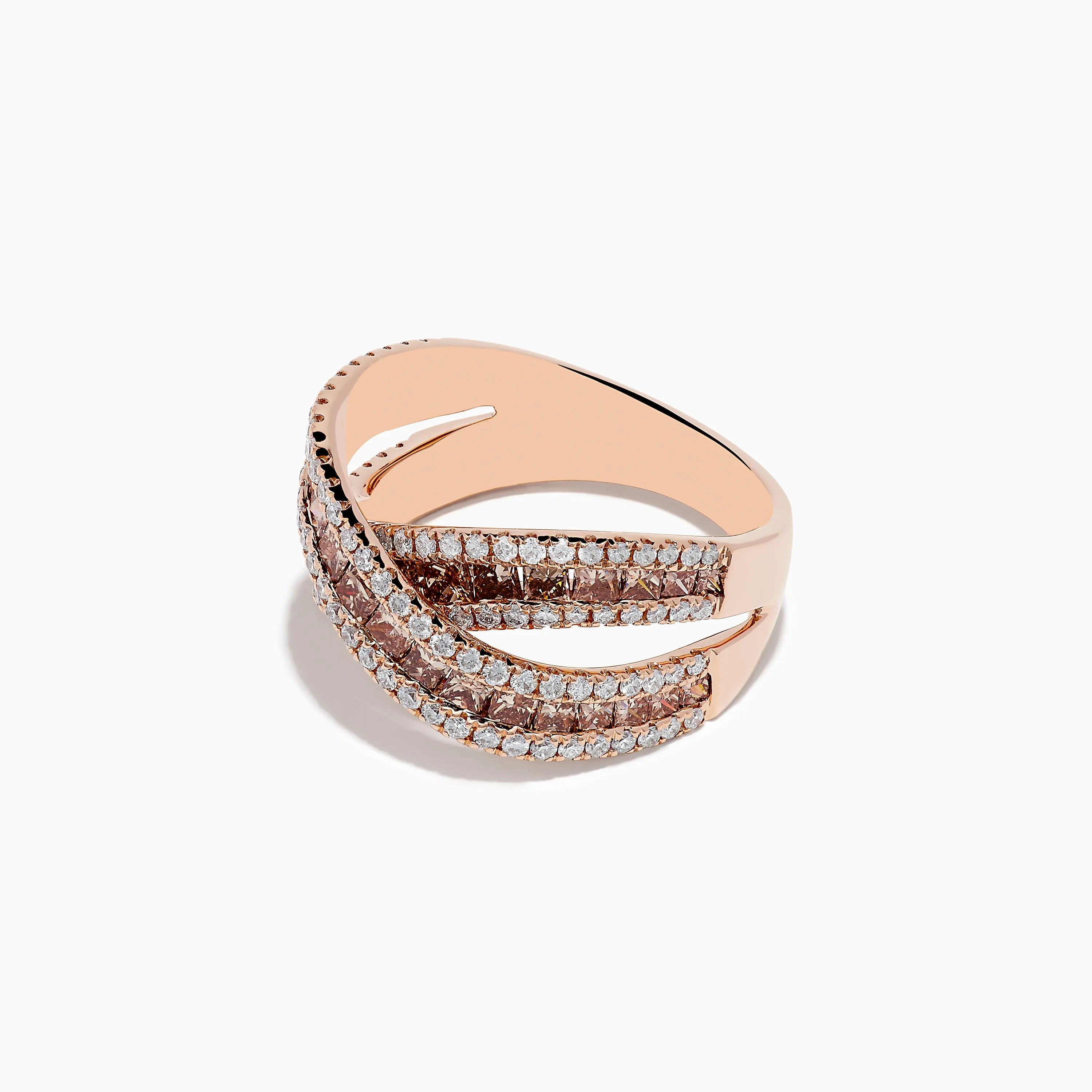 14K Rose Gold Espresso and White Diamond Crossover Ring sold by Effy product image thumbnail 2