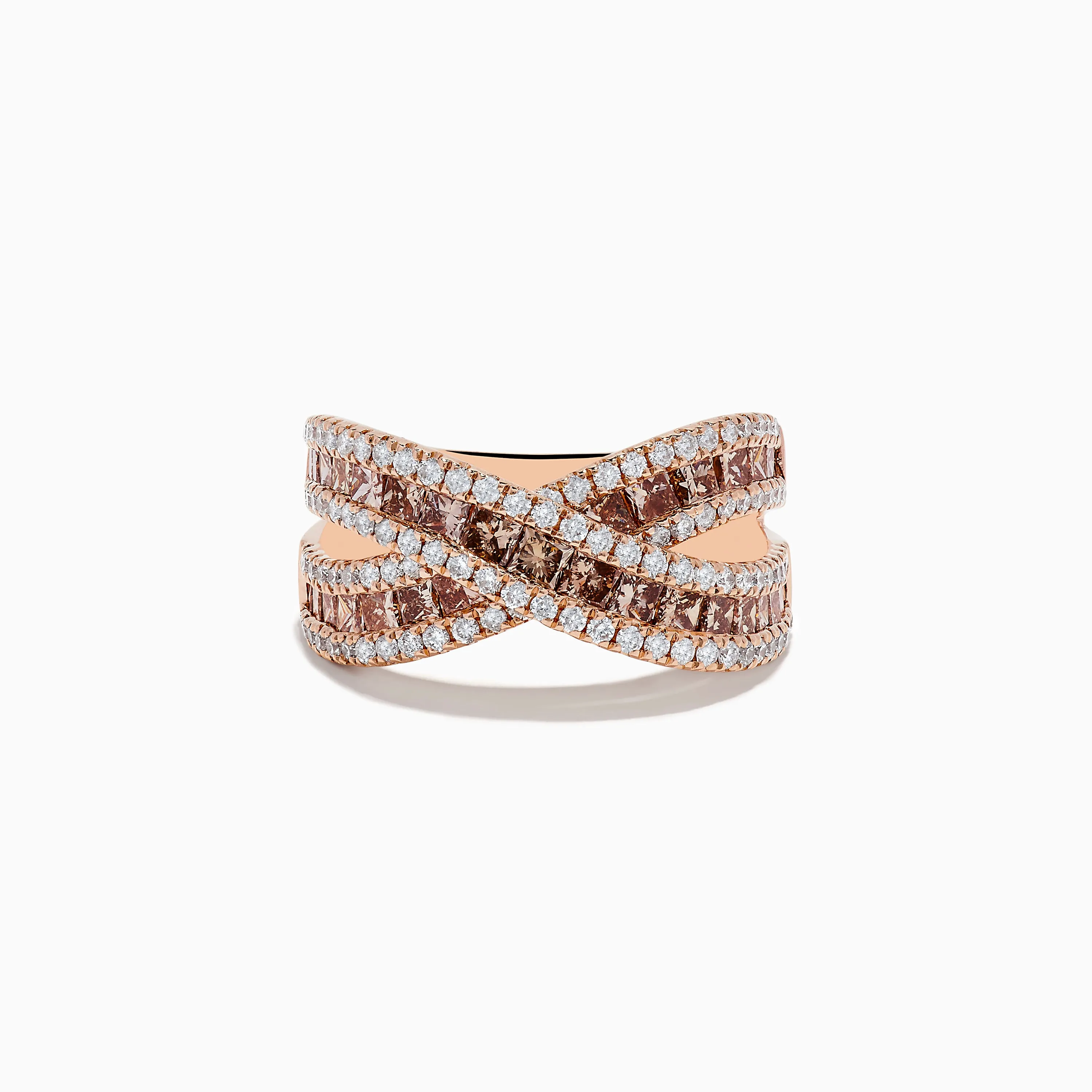 14K Rose Gold Espresso and White Diamond Crossover Ring sold by Effy