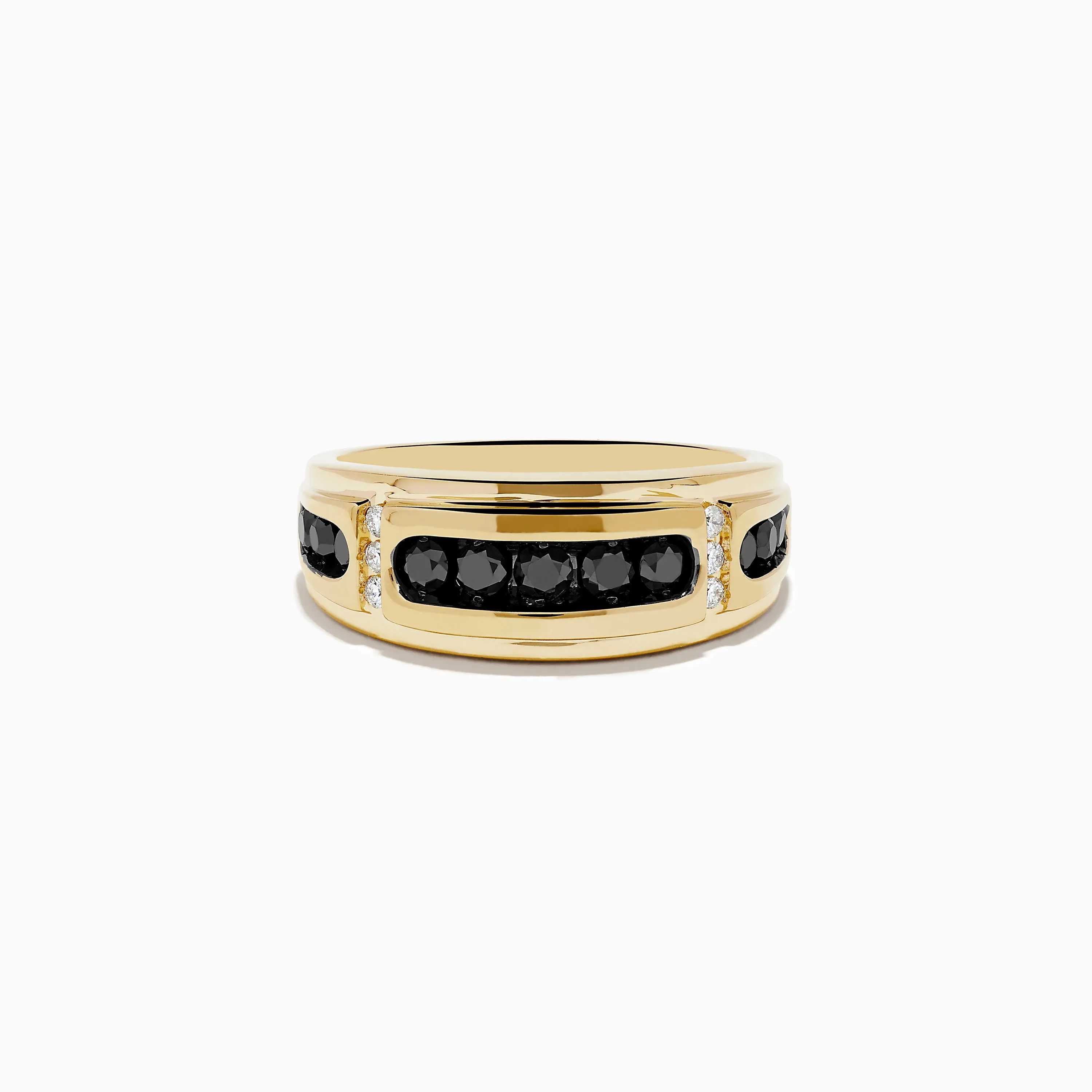 Men's 14K Yellow Gold Black and White Diamond Ring sold by Effy