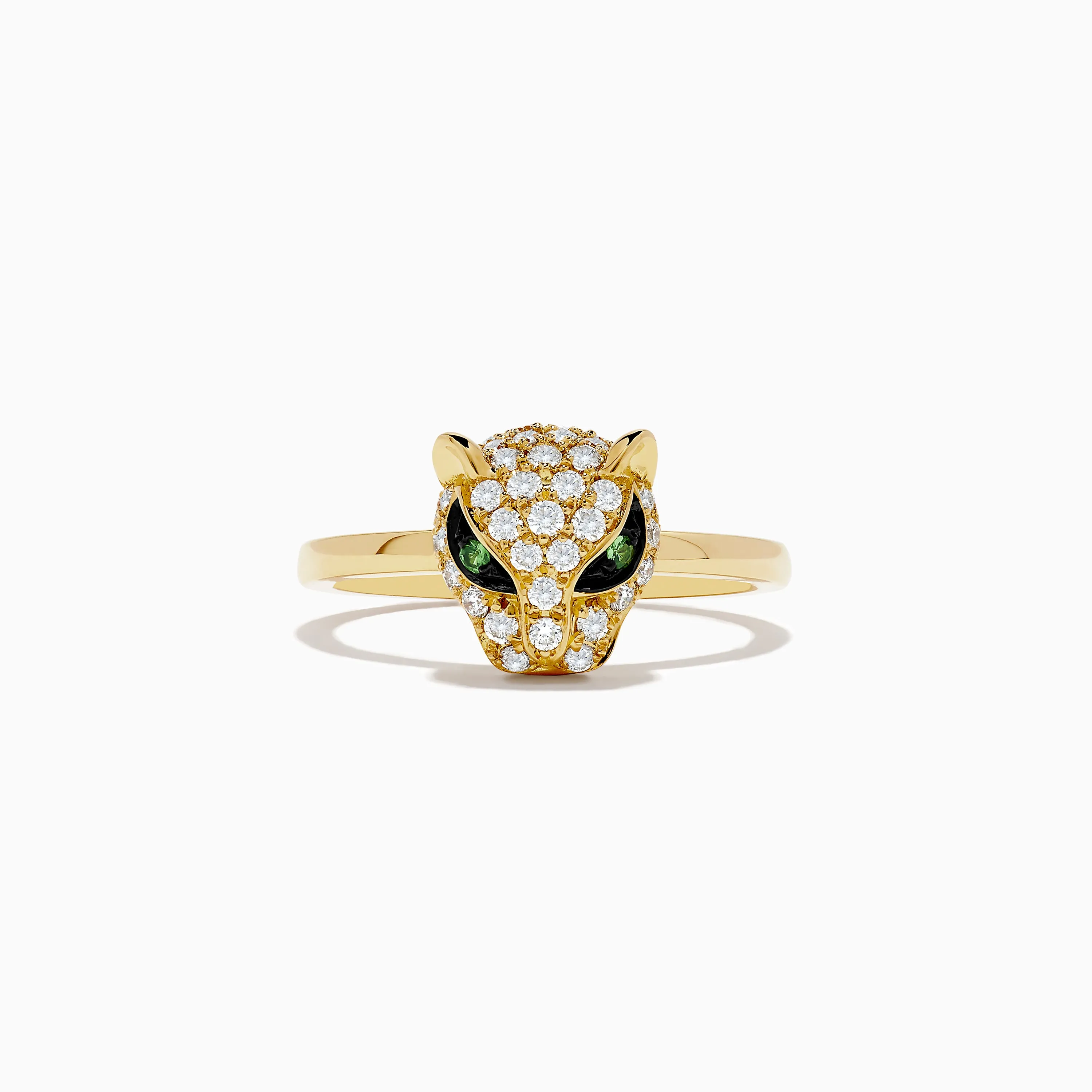 Signature 18K Yellow Gold Diamond and Tsavorite Panther Ring sold by Effy