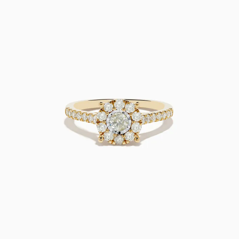 Duo 14K Yellow and White Gold Diamond Cluster Ring 0.73 TCW sold by Effy