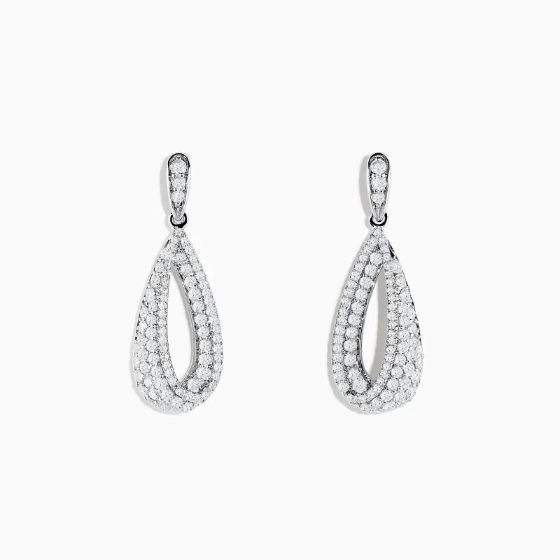 Pave Classica 14K White Gold Diamond Drop Earrings sold by Effy