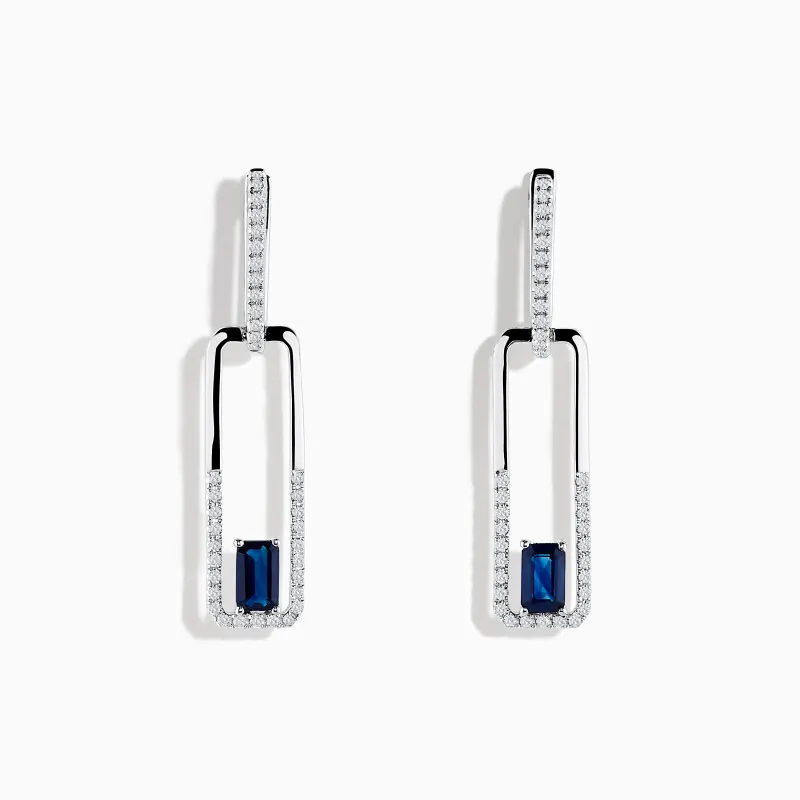 Royale Bleu 14K White Gold Sapphire and Diamond Drop Earrings sold by Effy