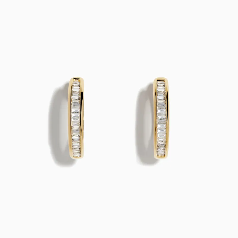 D'oro 14K Yellow Gold 5/8" Diamond Hoop Earrings 0.47 TCW sold by Effy